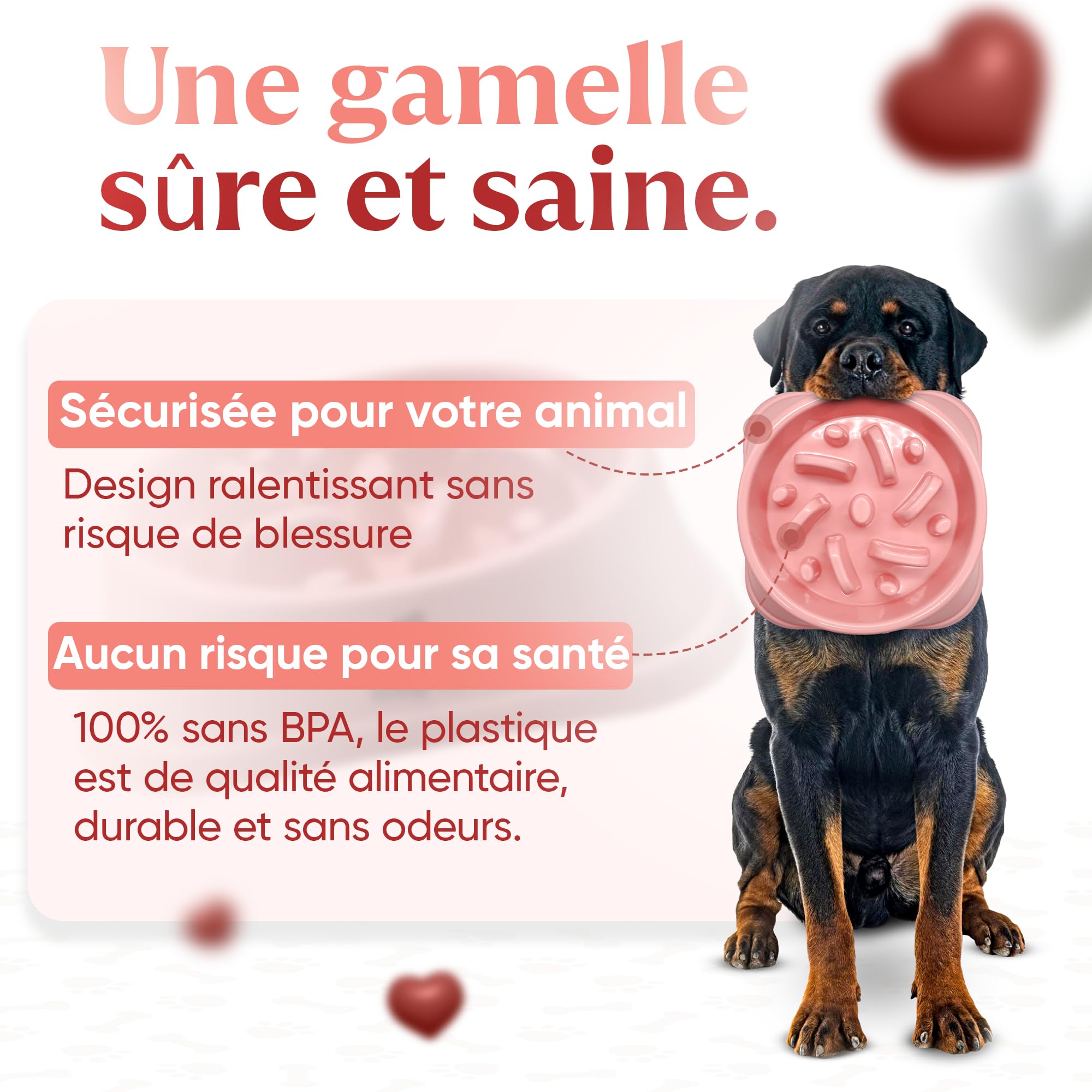 Gamelle Anti Glouton pour Chien de Grande Taille | Bol d'alimentation Lente et Saine, Favorise la Digestion de l'animal, Anti Vomissements, Pieds Antidérapants, Grand et Gros Chien XXL (Grand, Rose)