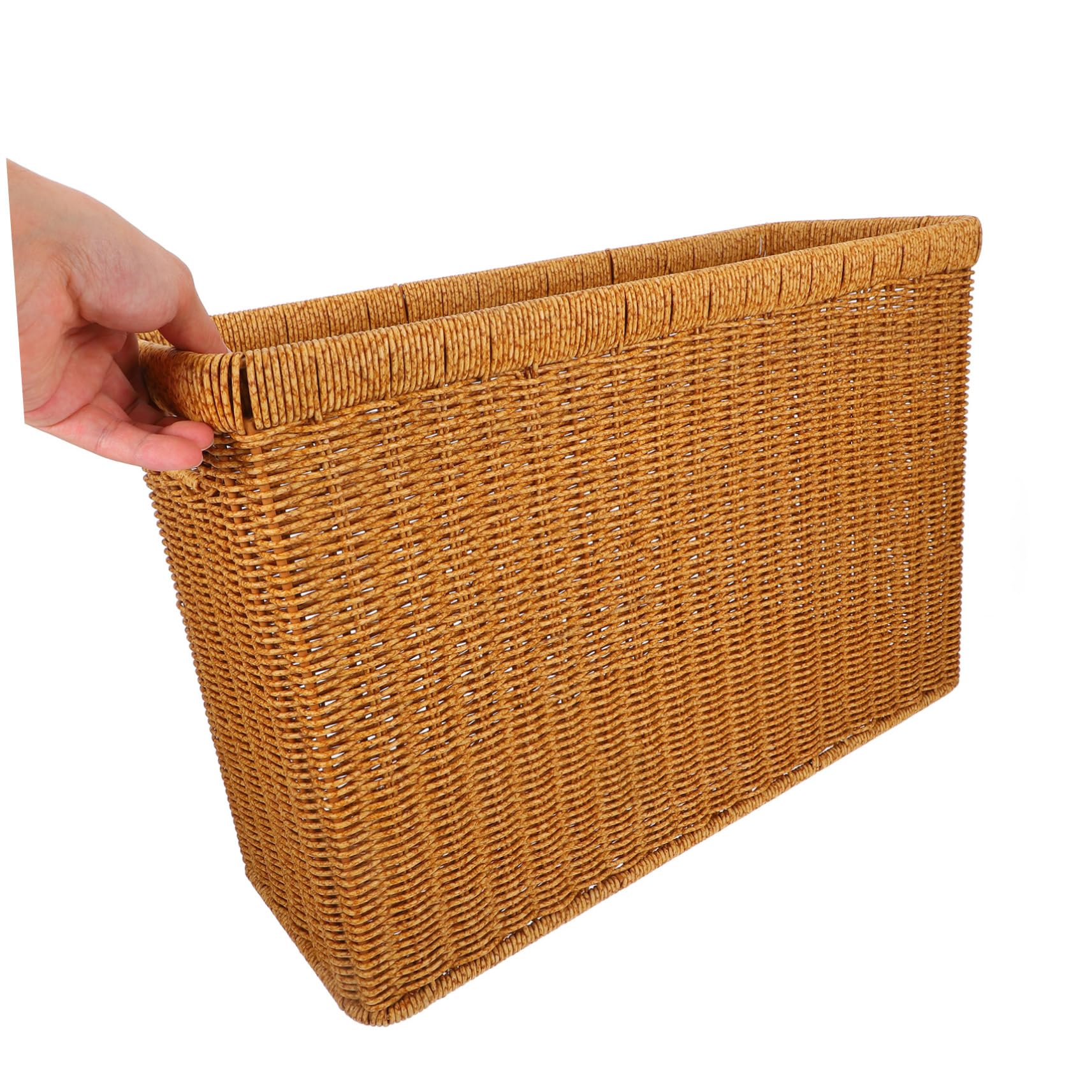Cesto portaoggetti intrecciato a mano in alghe marine con coperchio, elegante porta riviste e scrivania per documenti da ufficio e soluzioni di archiviazione per la casa