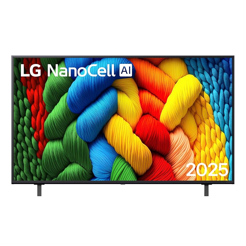 LG NanoCell AI NANO80 TV 55 pollici, Smart TV 4K, Processore α7 Gen8, Tecnologia NanoCell, webOS con AI e telecomando puntatore AI, Filmmaker mode, Gaming con VRR 4K@60Hz, 55NANO80A6B 2025
