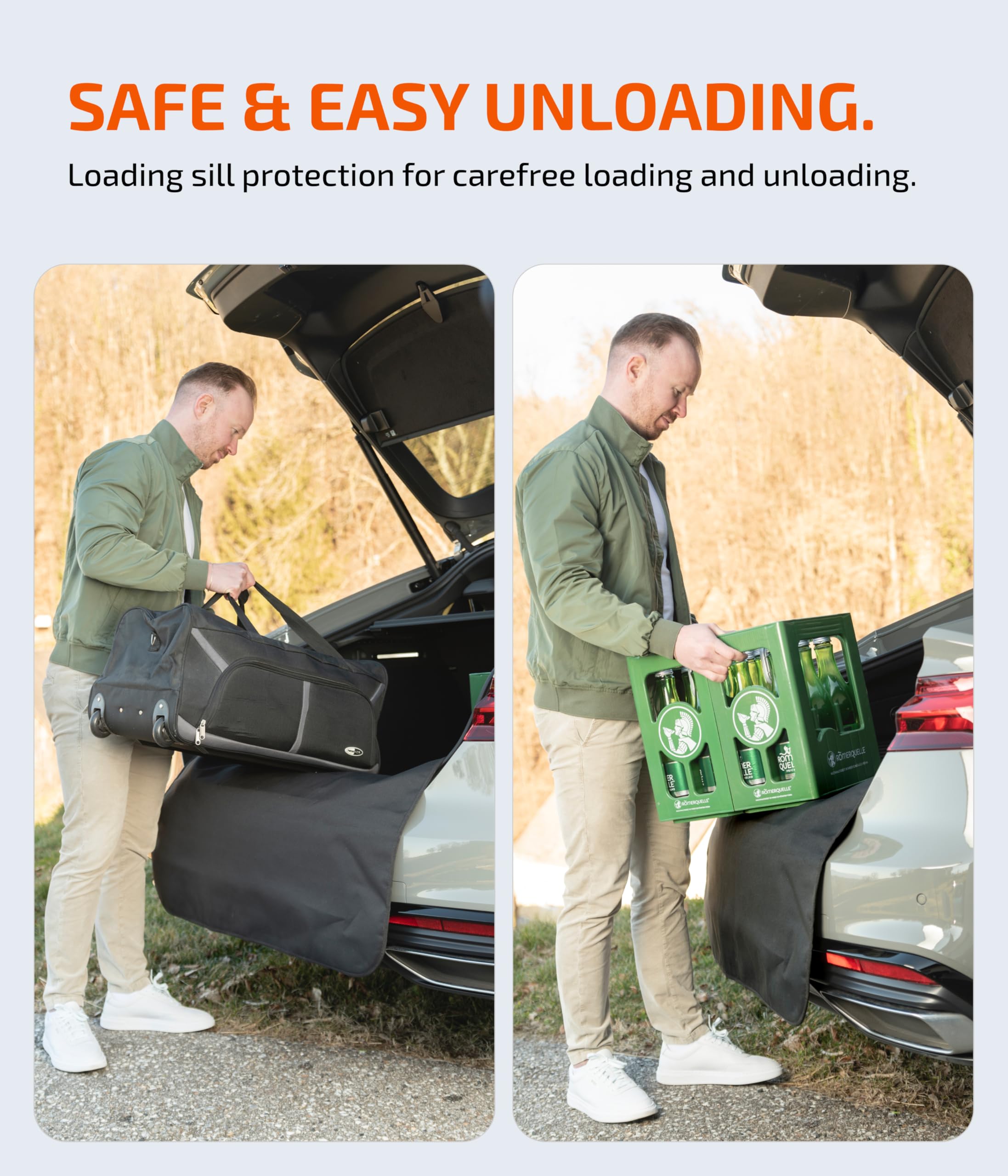 LIONSTRONG® Ochrona Krawędzi Bagażnika [Tapicerowane i Wodoodporna] – Uniwersalna Mata Ochronna do Samochodów Kompaktowych po SUV – Ochrona Bagażnika Psów – Odporna na Zarysowania i Antypoślizgowa