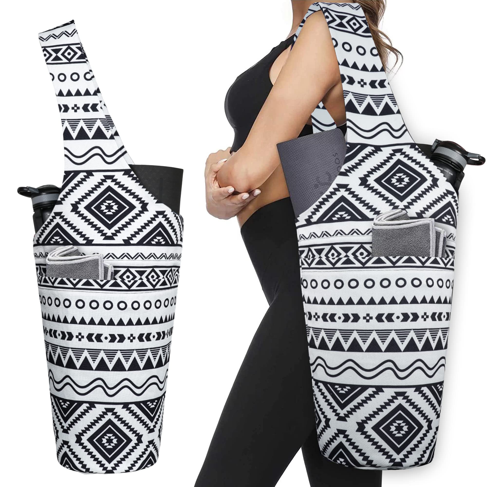 Yoga Mat Bag - Long Tote with Pockets - Holds More Yoga Accessories - Yoga Bag Fit Most Size Mats - Yoga Mat Carrier