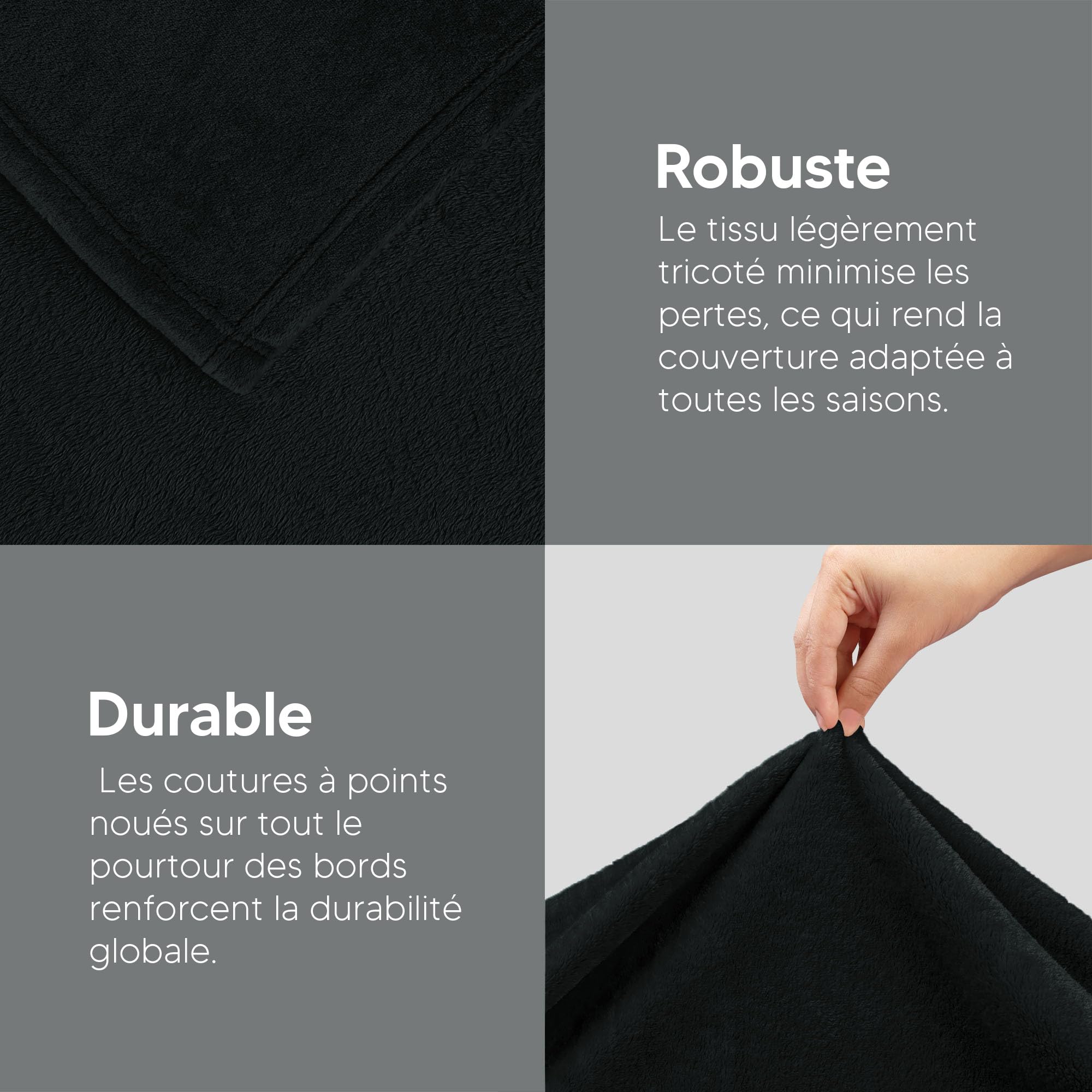 Utopia Bedding Couverture Polaire Noire 200x150 Cm - Plaid Doux Et Chaud 300 GSM