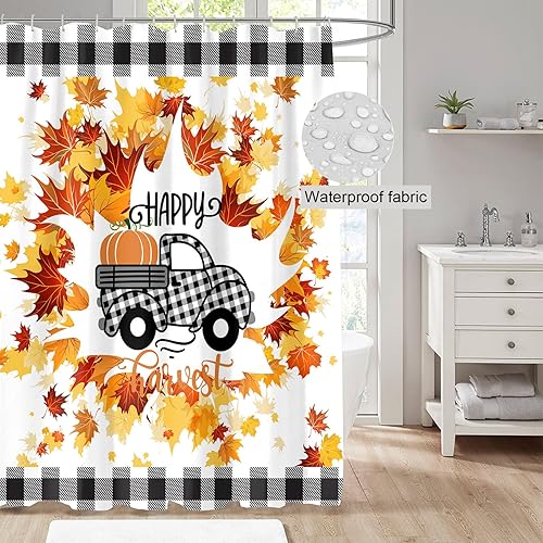 Miniatura 9 de Clearance Items - Cortina de ducha de otoño, cortina de ducha de calabaza de Acción de Gracias, juego de baño de otoño, decoración de baño, 72 x 72