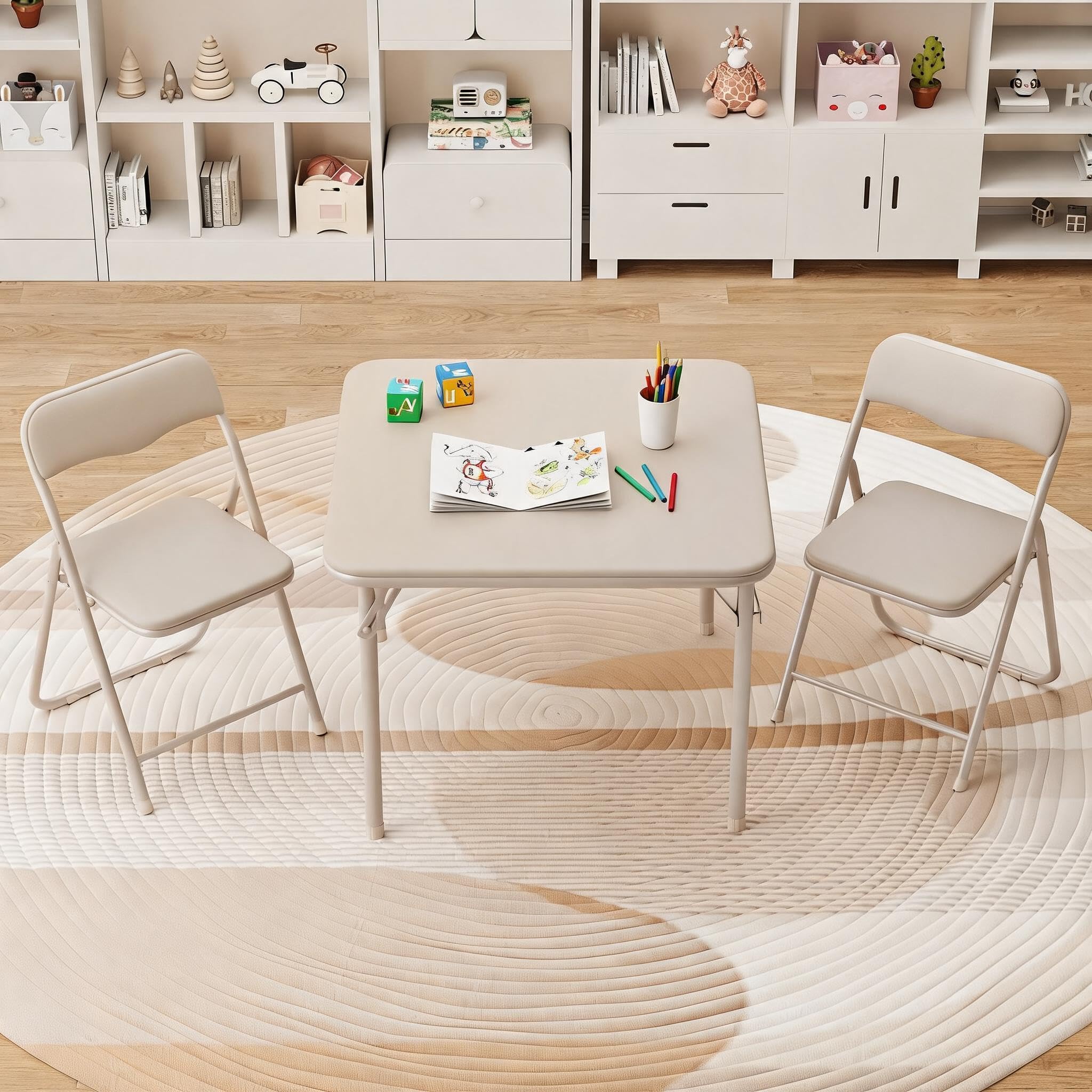 GarveeLife Portable & Space-Saving Kids Folding Table and Chairs Set