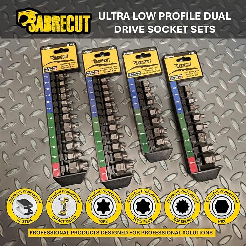 SabreCut 9pcs SCSK004 H3-H14 Ultra-Low Profile Hex Bit Socket Set - 7