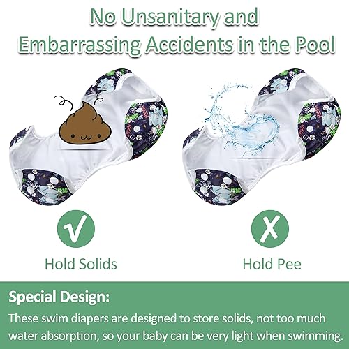 Miniatura 5 de Wegreeco Pañal de natación reutilizable ajustable para bebés y niños pequeños (planta, pequeño, paquete de 3)