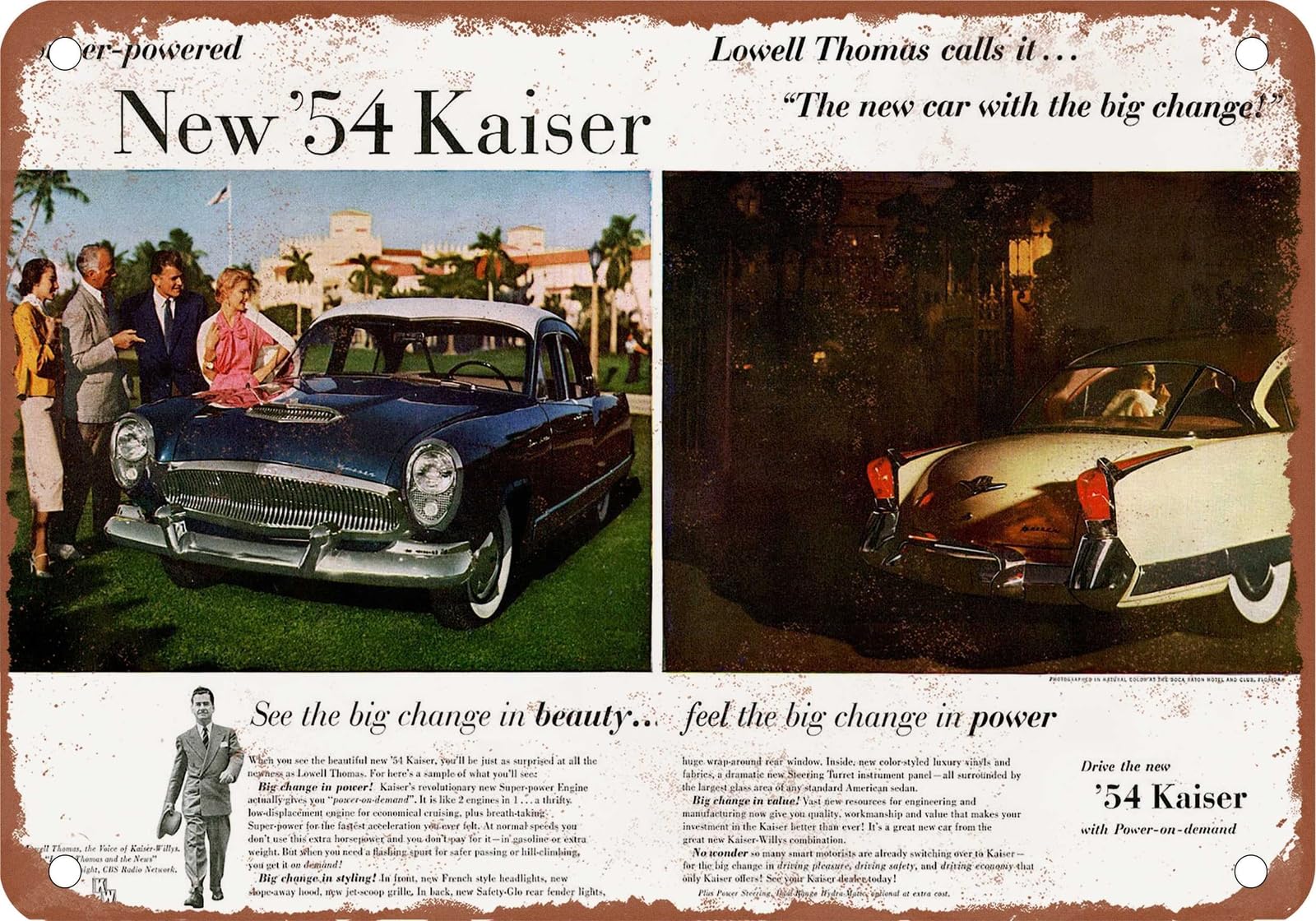 METAL SIGN - 1954 Kaiser Vintage Ad 01 - Old Retro Rusty Look home decor