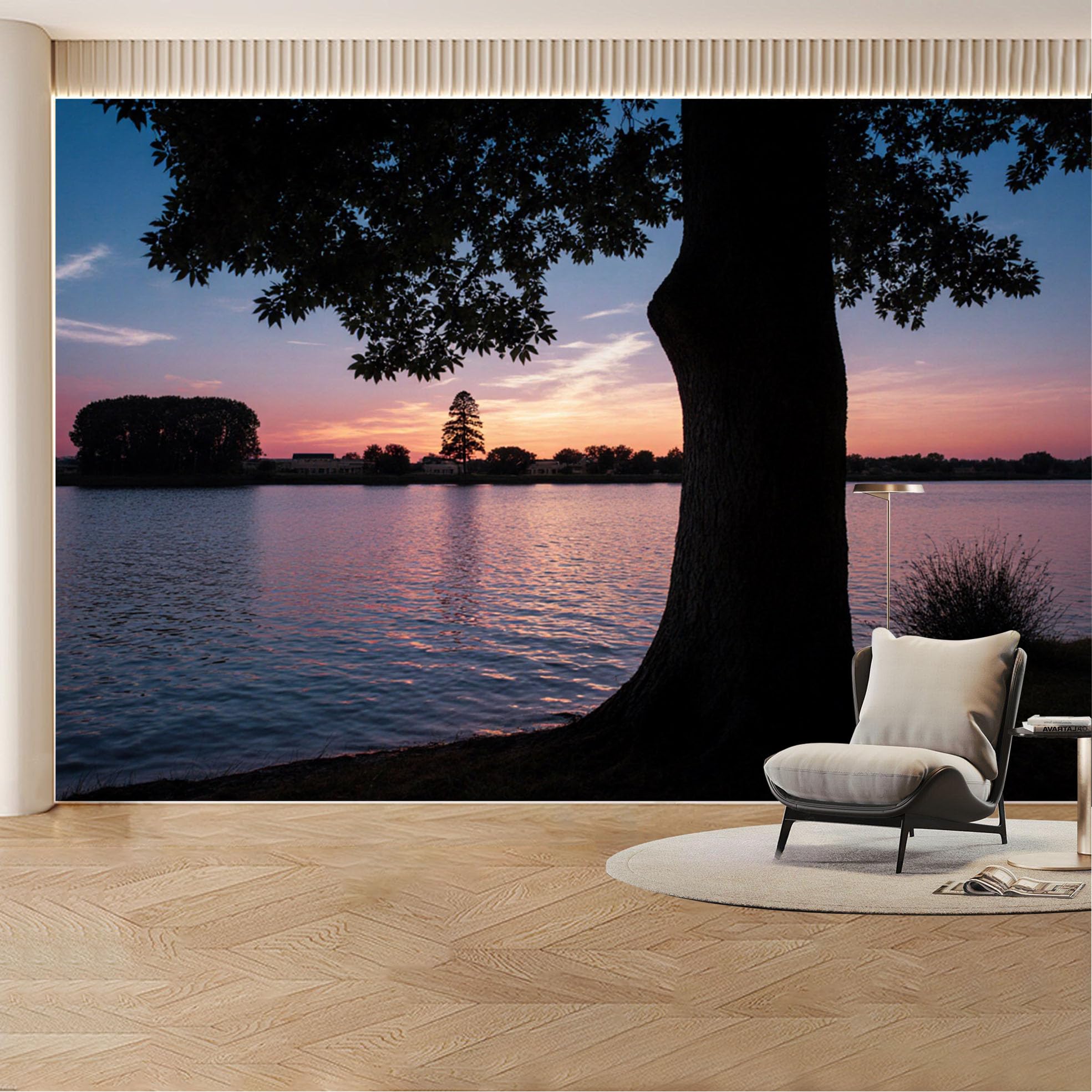 Custom Wall Mural Wallpaper Lake Sunset Landscape Nature Large Wall Art Wall Decor Removable SelfAdhesive Large Photo for Living Room， Bedroom， Office
