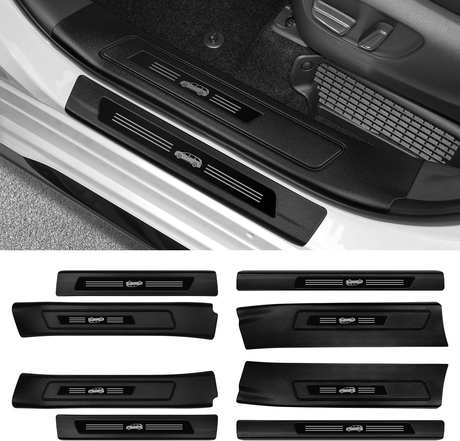 Door Sill Guards Compatible with Toyota Sienna 2021-2025 2026 Accessories ABS Material Door Entry Guard Plate Decoration Front and Rear Door Pedal Kick Protection 8PCS
