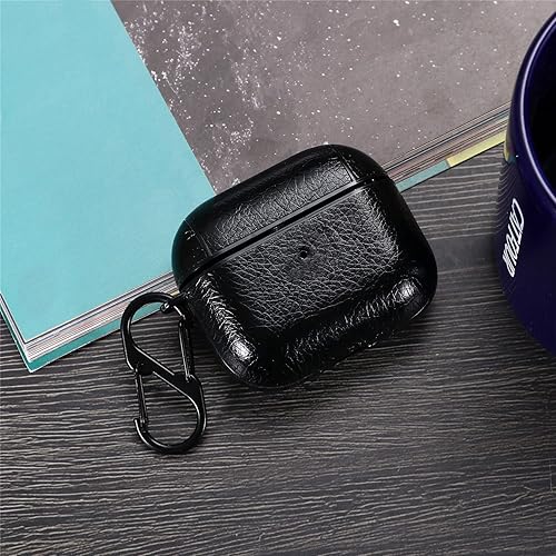 Miniatura 4 de YQG Funda de cuero compatible con AirPods de 3 generación, totalmente envuelto, portátil, a prueba de golpes, llavero para Apple 3, carga para
