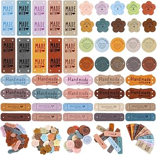 Handmade Sew-On Labels, Pack of 50, Handmade Labels PU Leather, Handmade Embossed L…