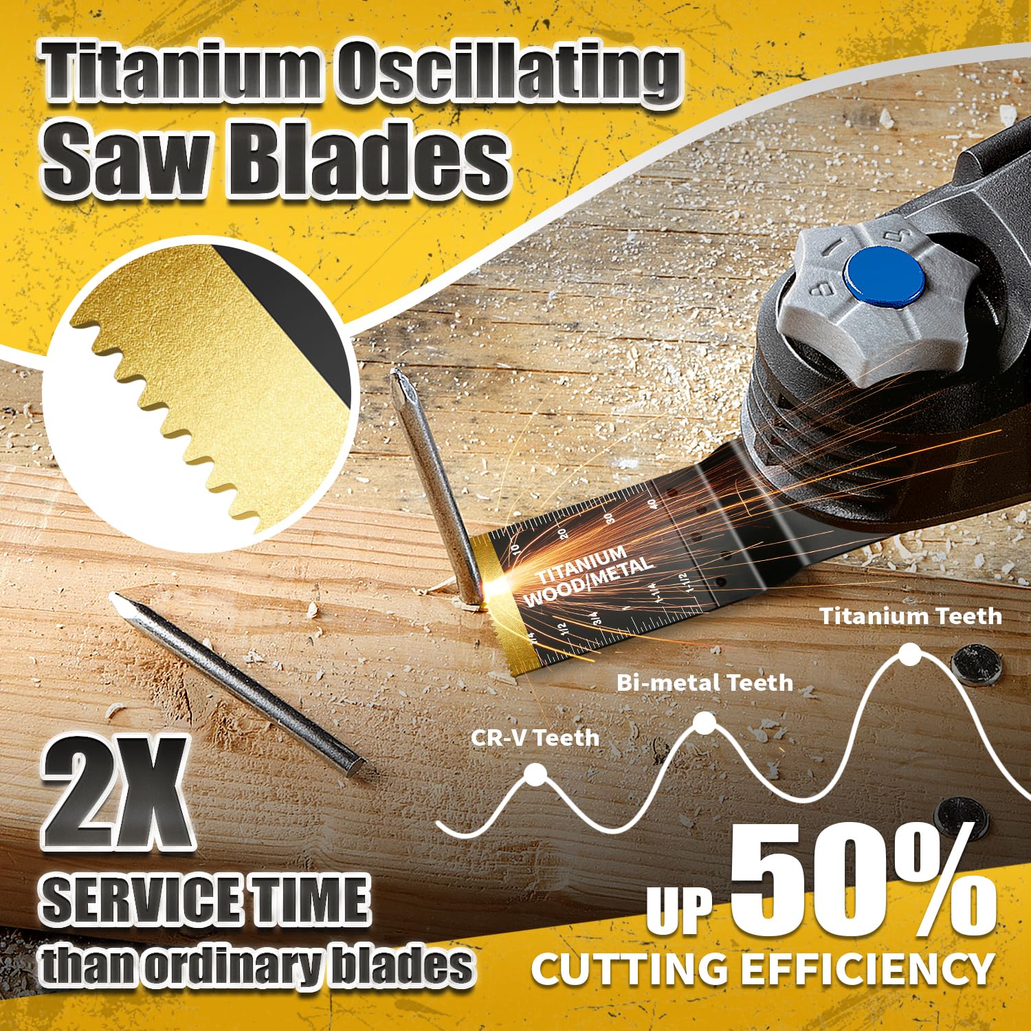 30 cuchillas oscilantes, hojas de sierra oscilantes profesionales universales de titanio para madera, plásticos y metal, compatibles con Dewalt Ryobi Fein Milwaukee Rockwell Makita