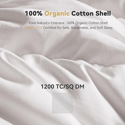 Miniatura 5 de Three Geese Edredón de plumón de lujo tamaño Queen, relleno de edredón para todas las estaciones, 90 x 90 pulgadas, con funda 100% algodón, calidez