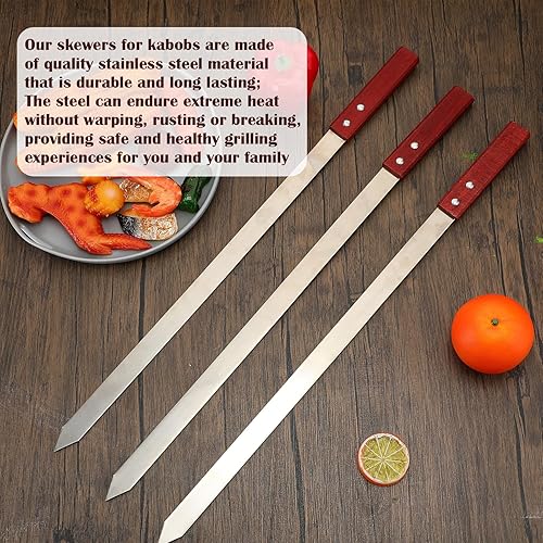 Miniatura 7 de Zhehao 16 brochetas resistentes de 1 pulgada de ancho, 0.079 in de ancho, pinchos finos de metal de acero inoxidable para asar a la parrilla con