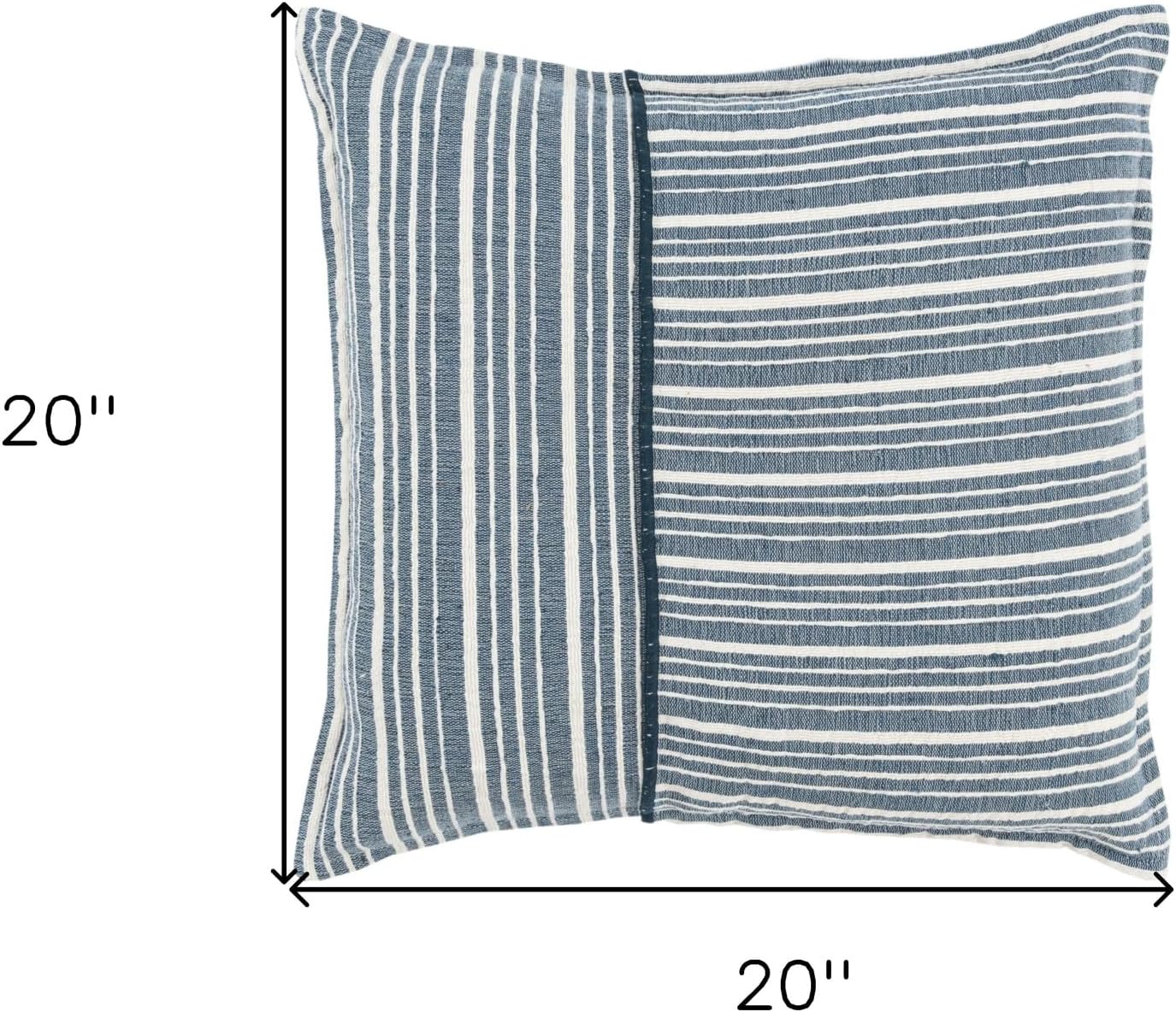 HomeRoots 20 Blue and White Cotton Pillow with Embroidery Edges