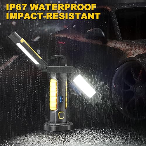 Miniatura 7 de EVBOYS Luz de trabajo LED recargable luz de trabajo LED de 4000 lúmenes con punto e inundación COB luz mecánica giratoria 270 IP67 impermeable para