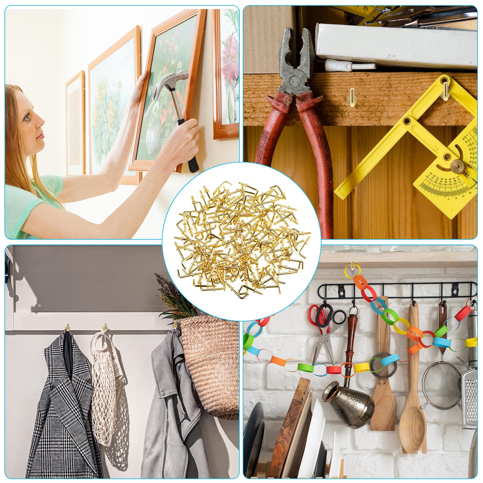 Noir Lot De 200 Mini Crochets à Vis De Plafond De 29x15 Mm, Crochets à Visser Pour Suspendre Des Plantes, Des Tasses, Des Décorations | Leroy Merlin