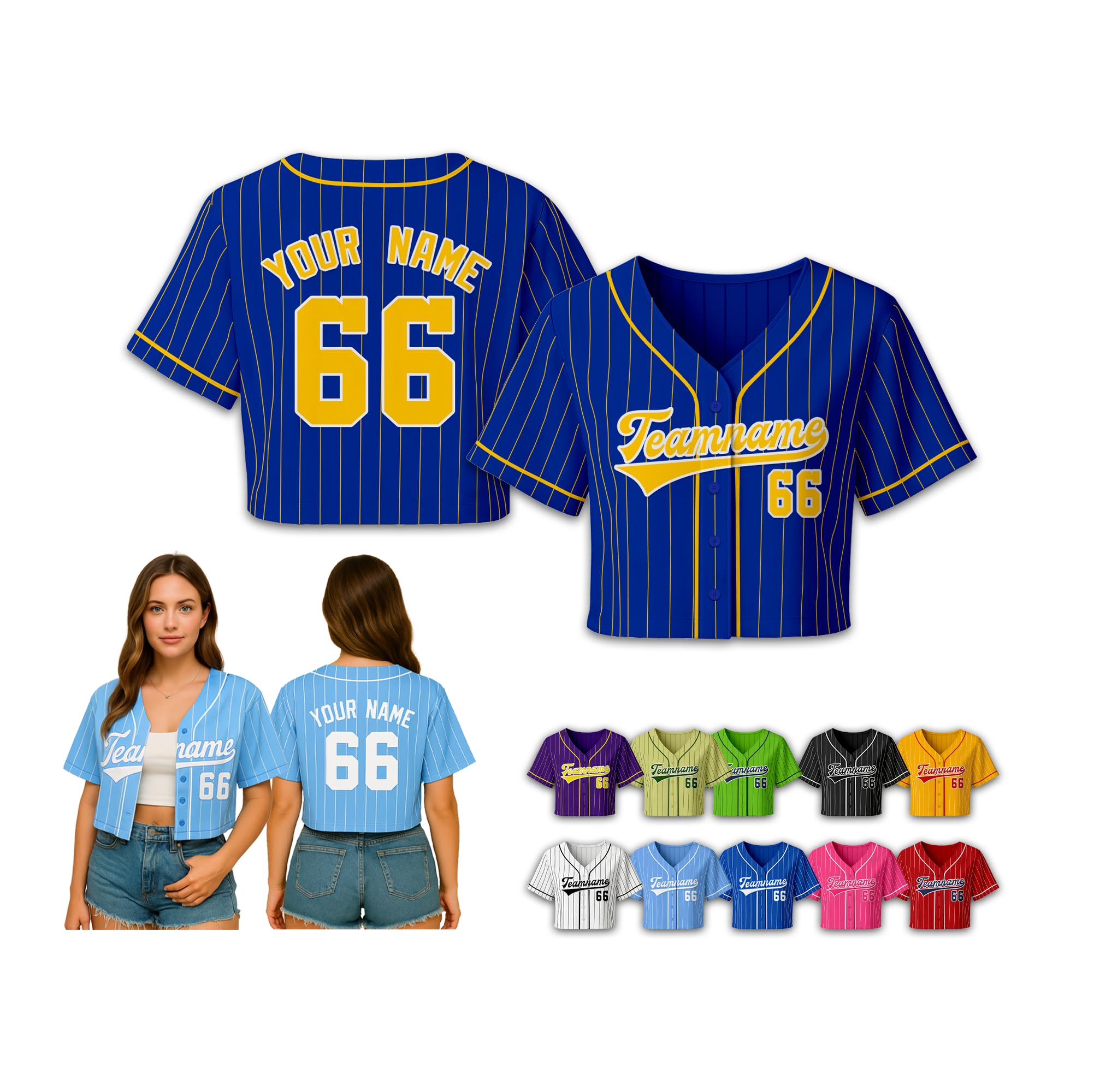 Custom Cropped Baseball Jersey for Women Personalized Team Name Number Crop Shirt for Softball Players Fans Group Outfits