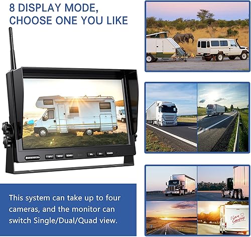 Miniatura 8 de Sistema de cámara de respaldo inalámbrico de 10 pulgadas 1080P, 10 pulgadas DVR dual/Quad Monitor inalámbrico 2 cámaras de visión trasera para
