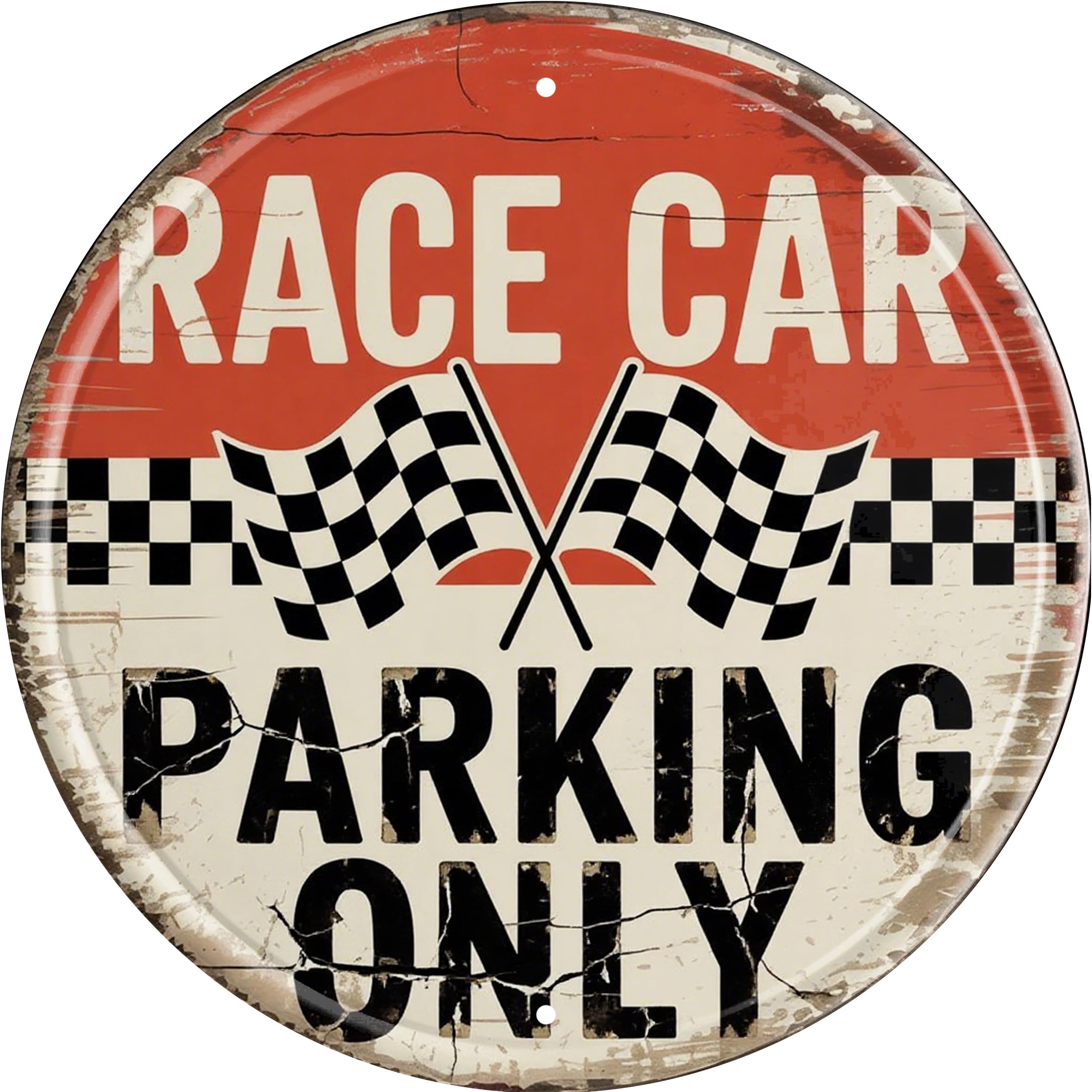 Aimlayton Race Car Parking Only Metal Sign 8x8in Cool Retro Plaque for Garage Man Cave Automotive Wall Art