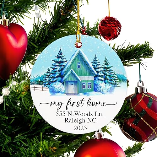 Miniatura 4 de Adorno de Navidad personalizado 2024 con texto en inglés My First Home (Mi primera Navidad en un nuevo hogar) 2024, recuerdo de Navidad