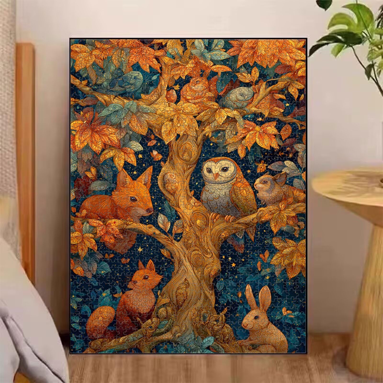 Puzzle 1000 Pièces, Animal & Arbre Puzzle en Bois Durable 1T#1335 | Puzzle en Bois, Découpe de Précision, Encres aux Couleurs Vives, Loisir Relaxant, Décoration Intérieure, Cadeau, 50x75cm