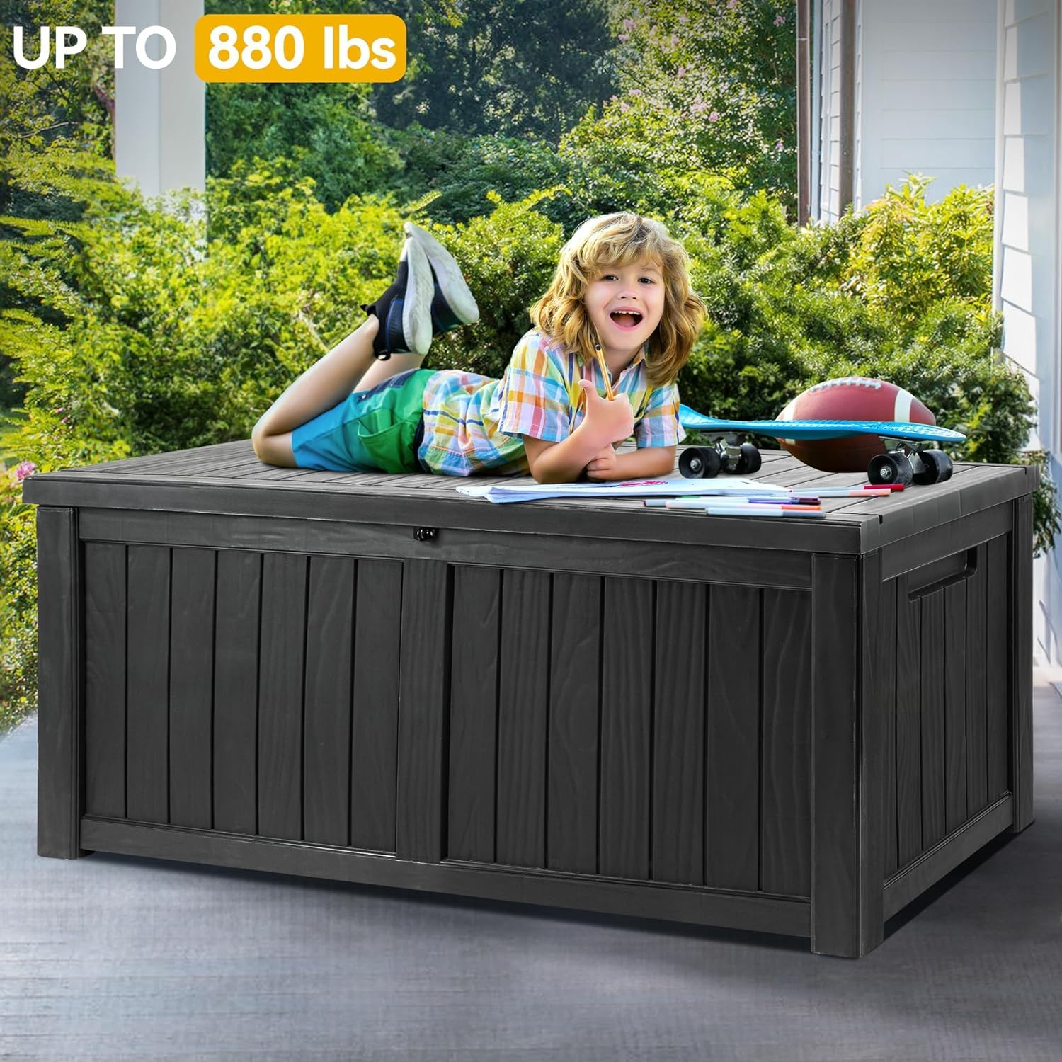 EAZILIFE 430L Garden Storage Box Outdoor Indoor Plastic Store Box/Sofa