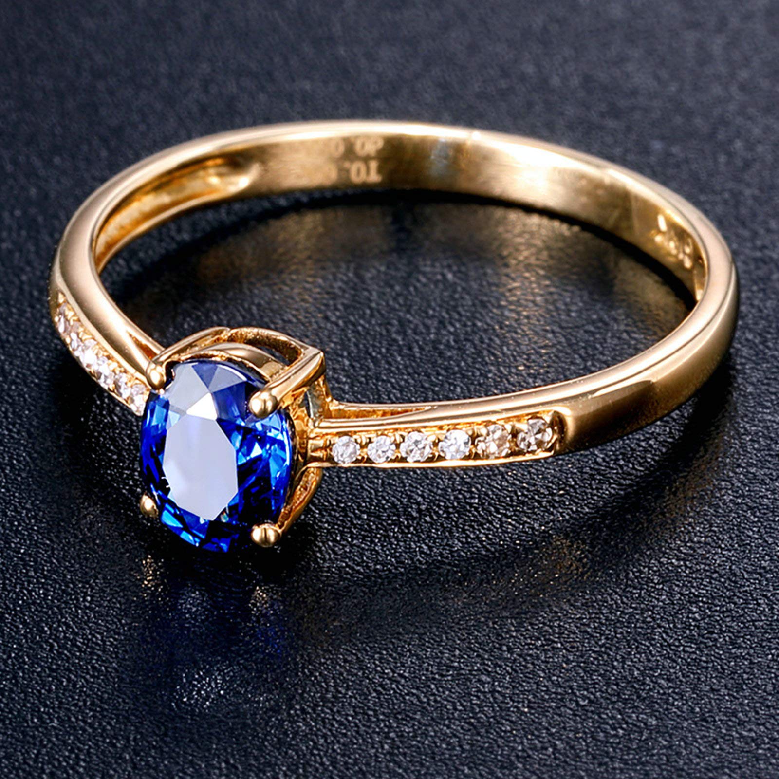Beydodo Złoty pierścionek damski 750 prawdziwe diamenty i szafir 0,66 ct obrączka złota pierścionek zaręczynowy e 18 karatów (750) żółte złoto, 65 cm (20,7 cala), colore: złoto, cod. TLLWGZ5655