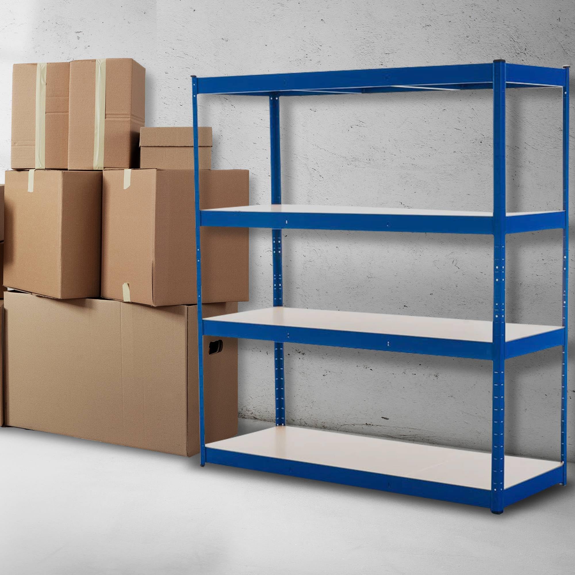 CLP Estantería De Metal con 4 Baldas Regulables En Altura I Armario 160x180x60 CM Resistente para Almacenar Cargas Pesadas, Color:Azul