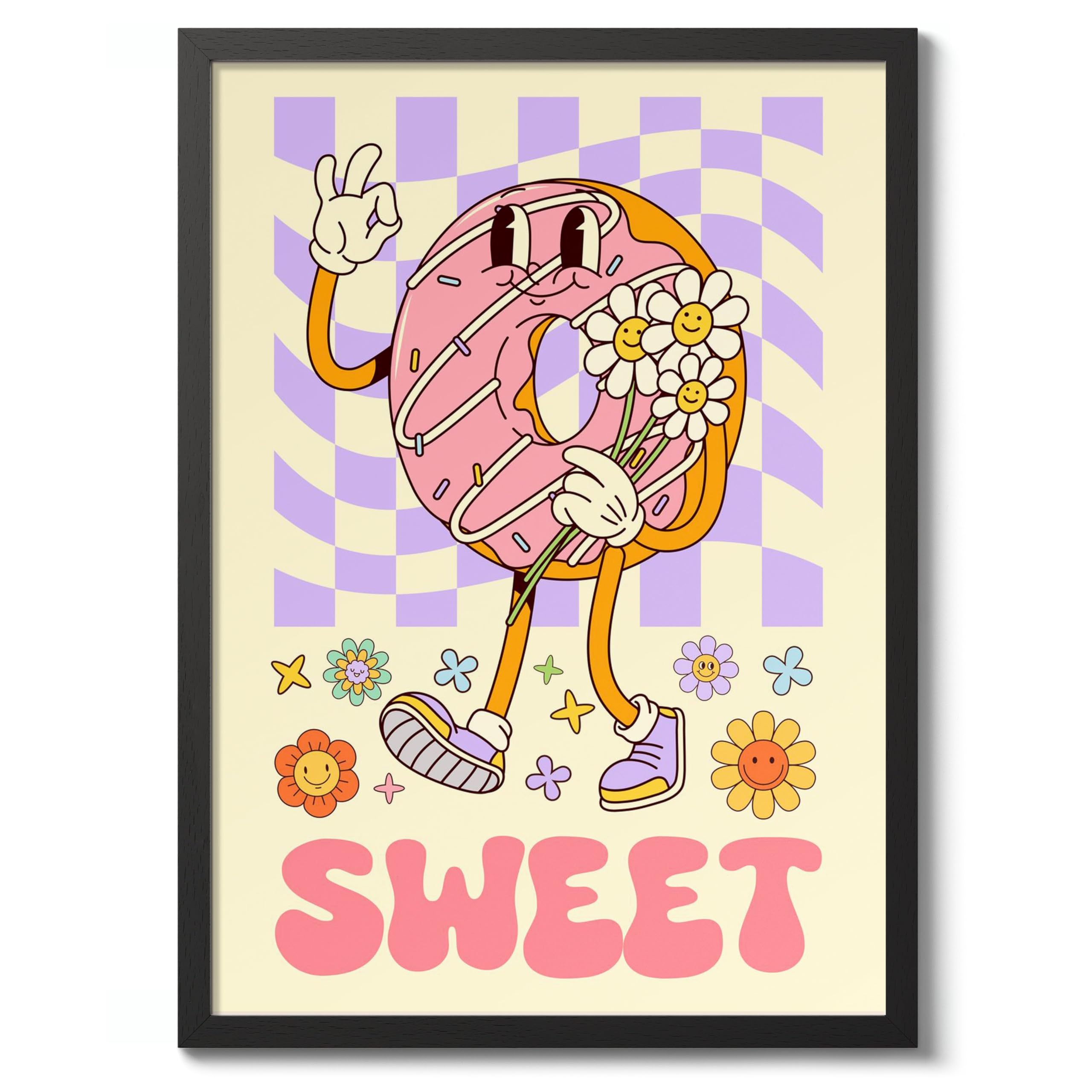 Sweet Kitchen Wall Art, Modern Food Poster, Cartoon Mascot Prints, Kitchen Typographic Home Decor, A2 (Black Frame) - 62.5x45.1cm โ image 1