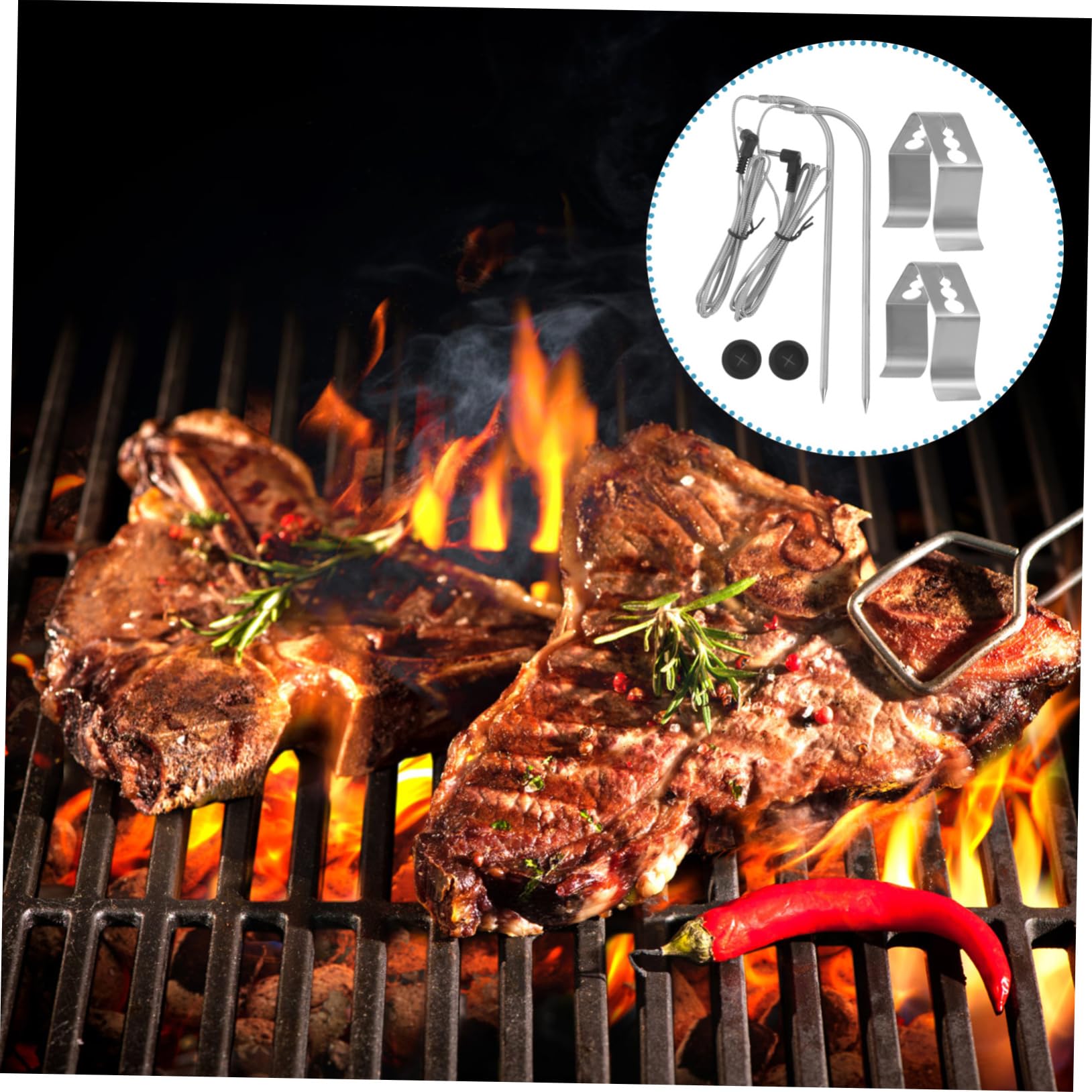 ibasenice 2 Set Termometro per Carne e Bbq con Probe Della Temperatura per Grigliate e Utensile per Alimenti Facile da Usare e Conservare