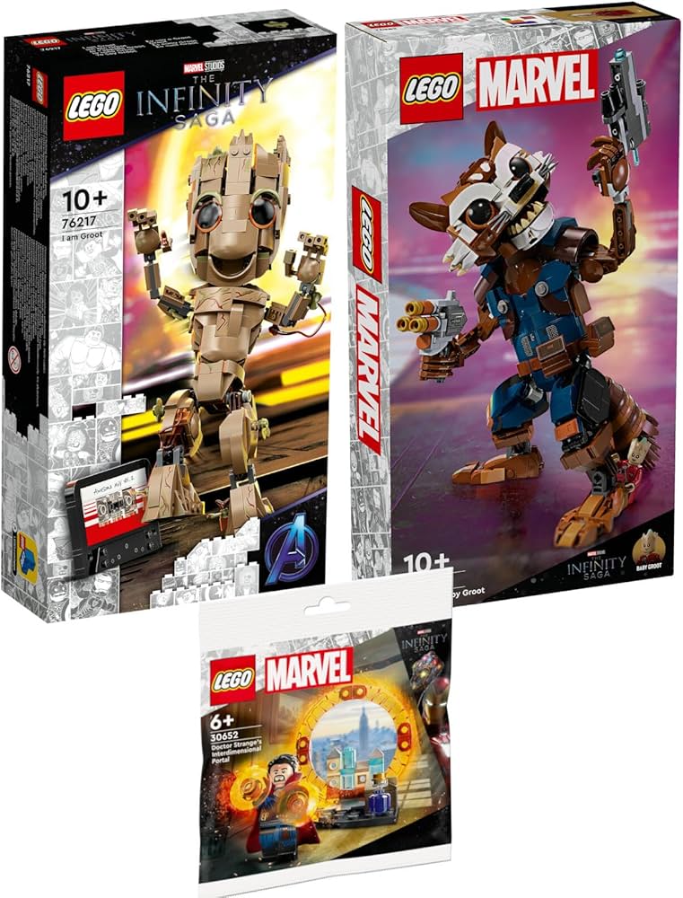 Lego Marvel Set: 76282 Rocket & Baby Groot, 76217 I Am Groot & 30650 The Dimensional Portal by Doctor Strange