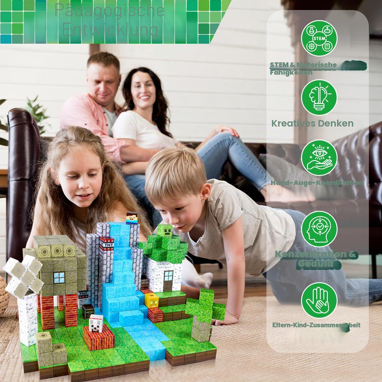ToyUnited Magnetische Bausteine, magnetische Bausteine, stapelbar, magnetisches Wald-Set, STEM Montessori, sensorisches Spielzeug für Kinder, Jungen, Mädchen, Alter 3, 4, 5, 6, 7, 8, 9, 10,