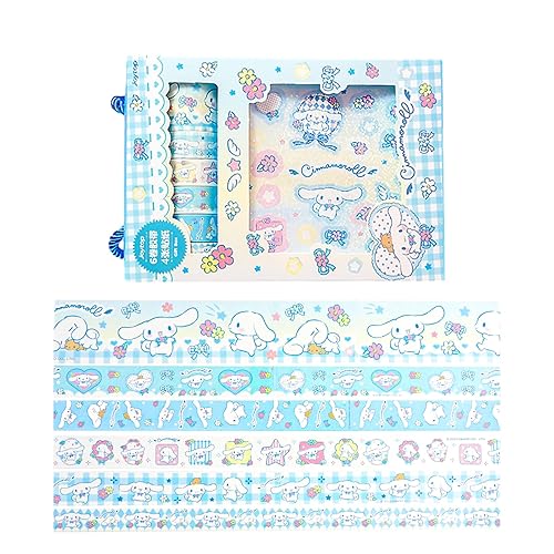 Lvqiuxia Lindo juego de cinta washi de anime, 6 rollos de cinta washi para mascotas, 4 hojas de calcomanías Kawaii Washi Tape para niños,
