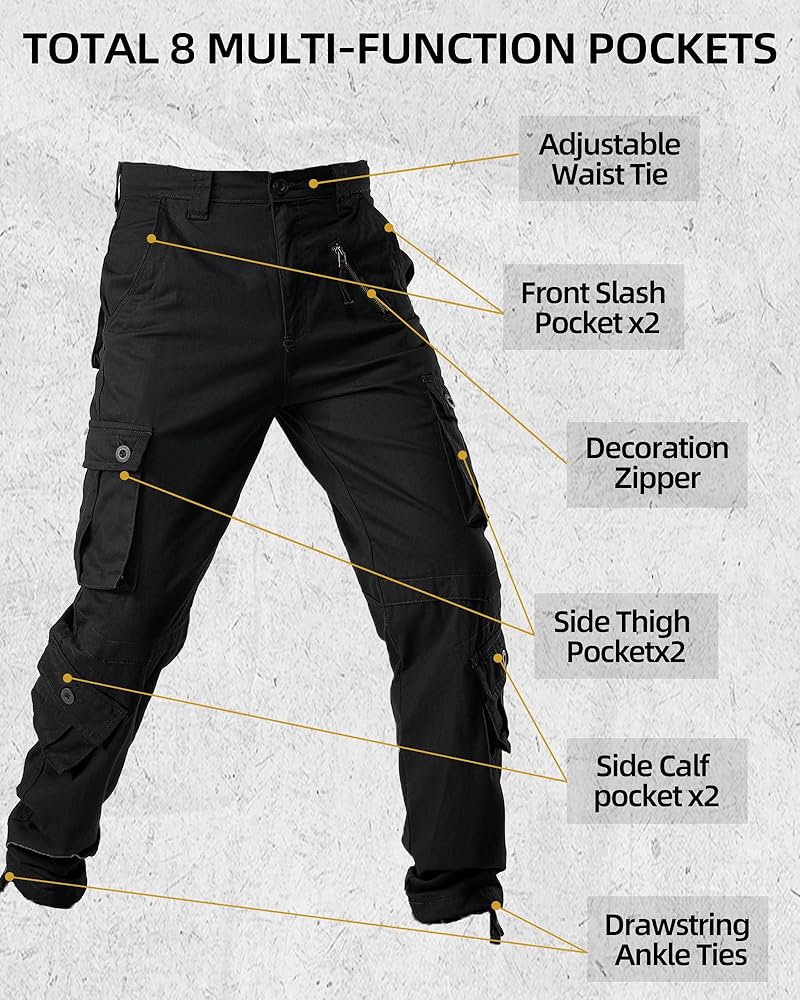 Pantalon Cargo Homme - 8 Poches - Coupe Confortable En Coton Respirant - Style Décontracté Et Tendance - Taille M
