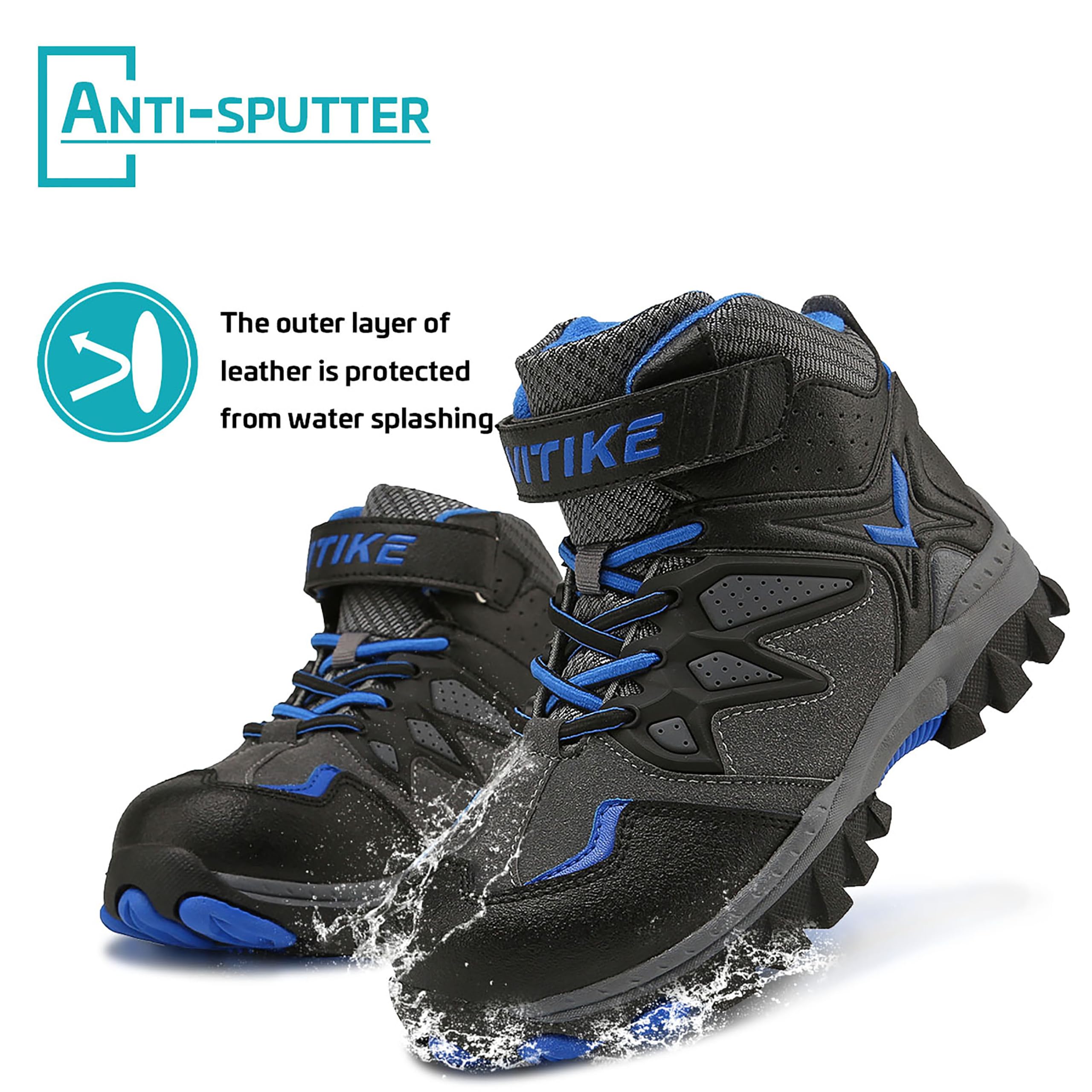 ASHION Botas de invierno para niños, forradas e impermeables, antideslizantes, para caminar al aire libre, C azul., 35 EU