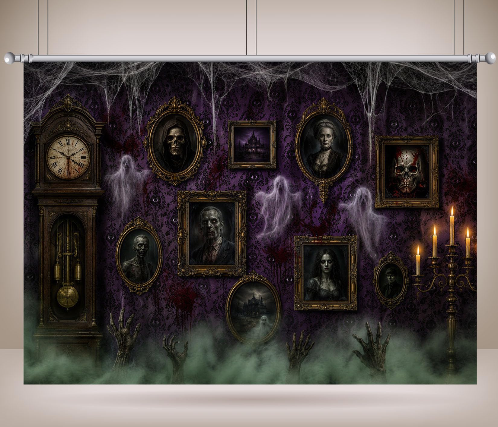 10x6.5FT (3x2m) Parete Ritratti Fantasmi Viola Sfondo Fotografico