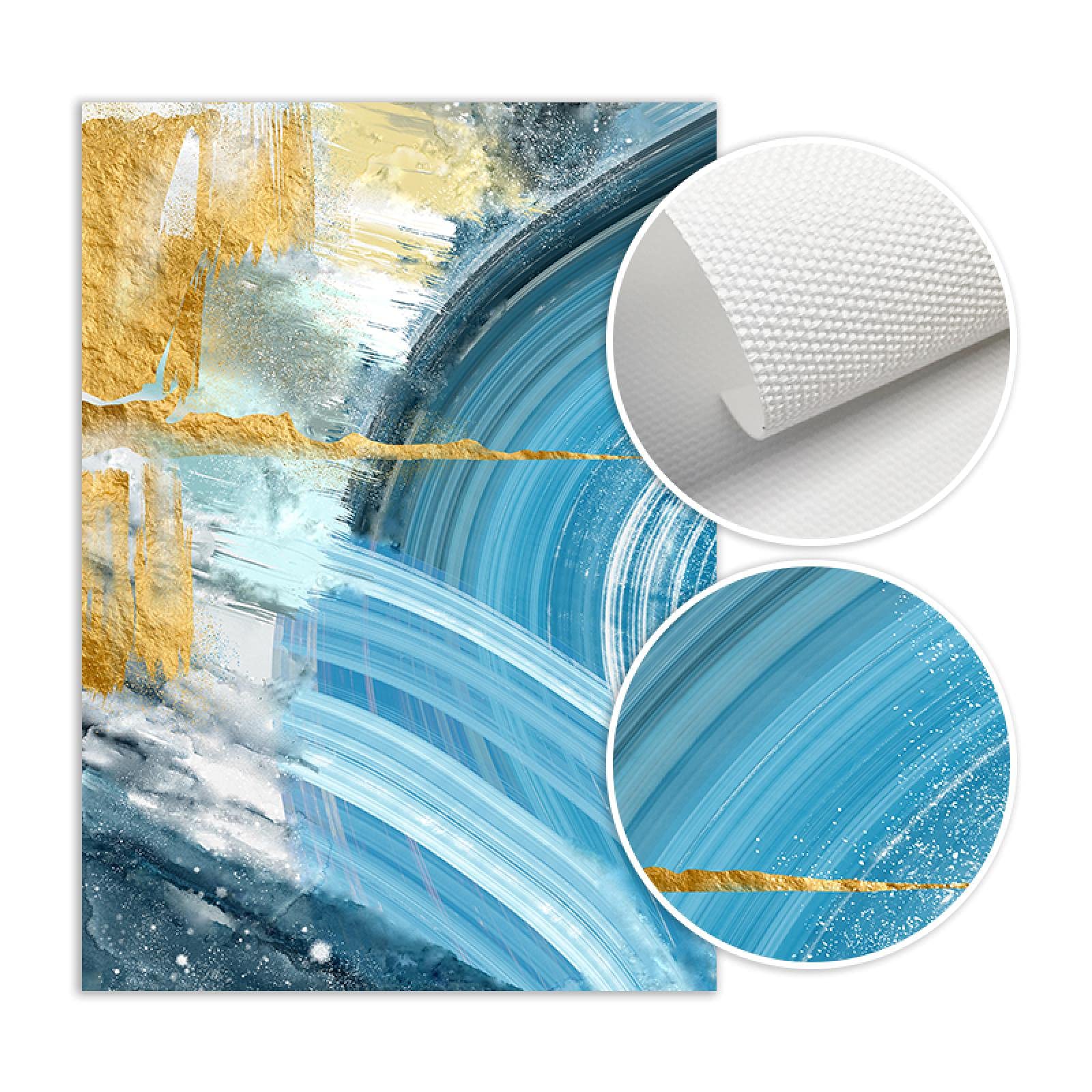 Rumlly Niebieska złota farba Splash Abstrakcyjny Plakat Druk Nowoczesny Wystrój Domu Sztuka ścienna Płótno Malarstwo Nordic Living Room Decor Picture 70 x 100 cm Bezramowe