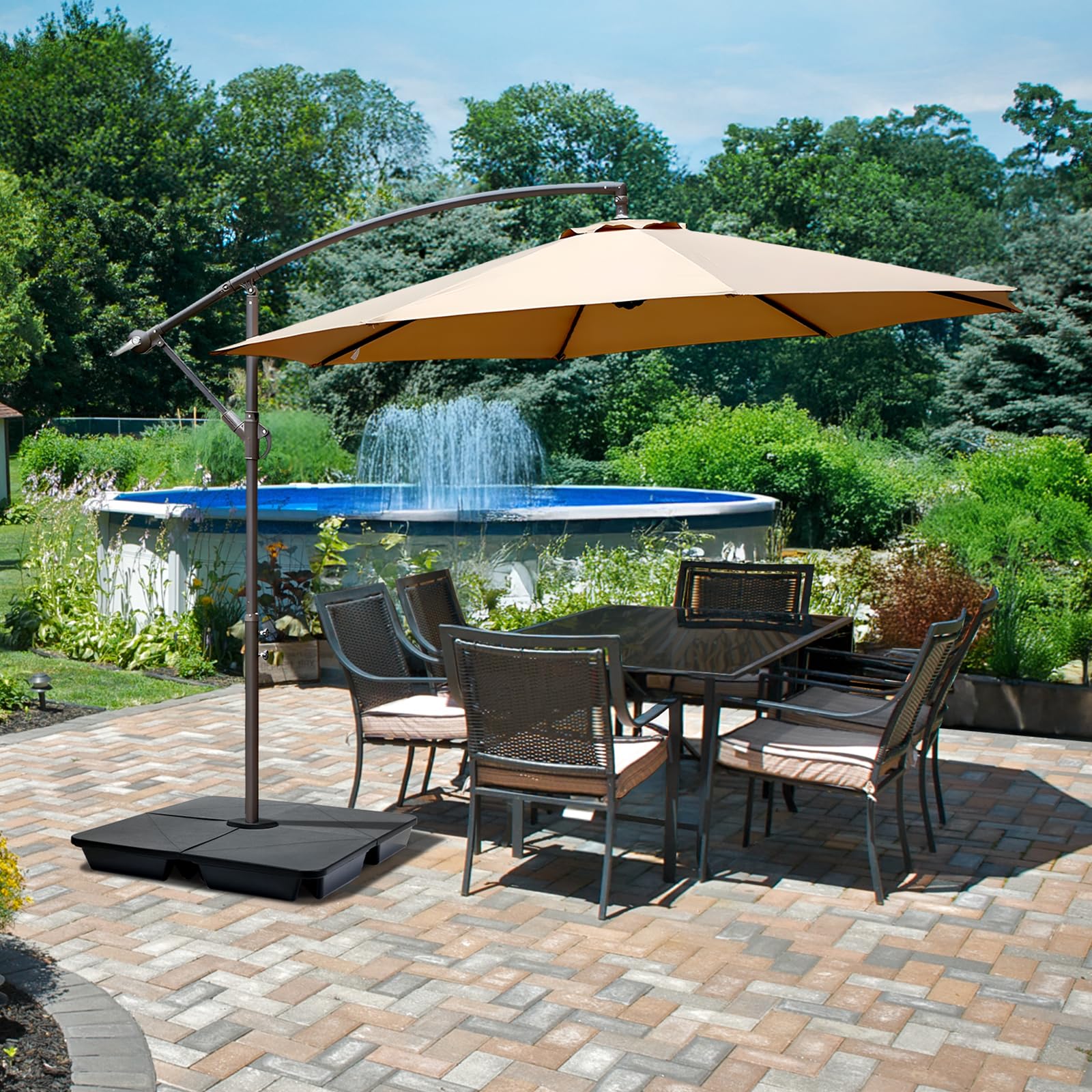 Amazon.com : Aoodor 4-Piece Outdoor Offset Cantilever Umbrella Base, Square Plate Set and Sand/Water Filled Patio Umbrella Stand for Garden, Yard, Poolside, Black : Patio, Lawn & Garden