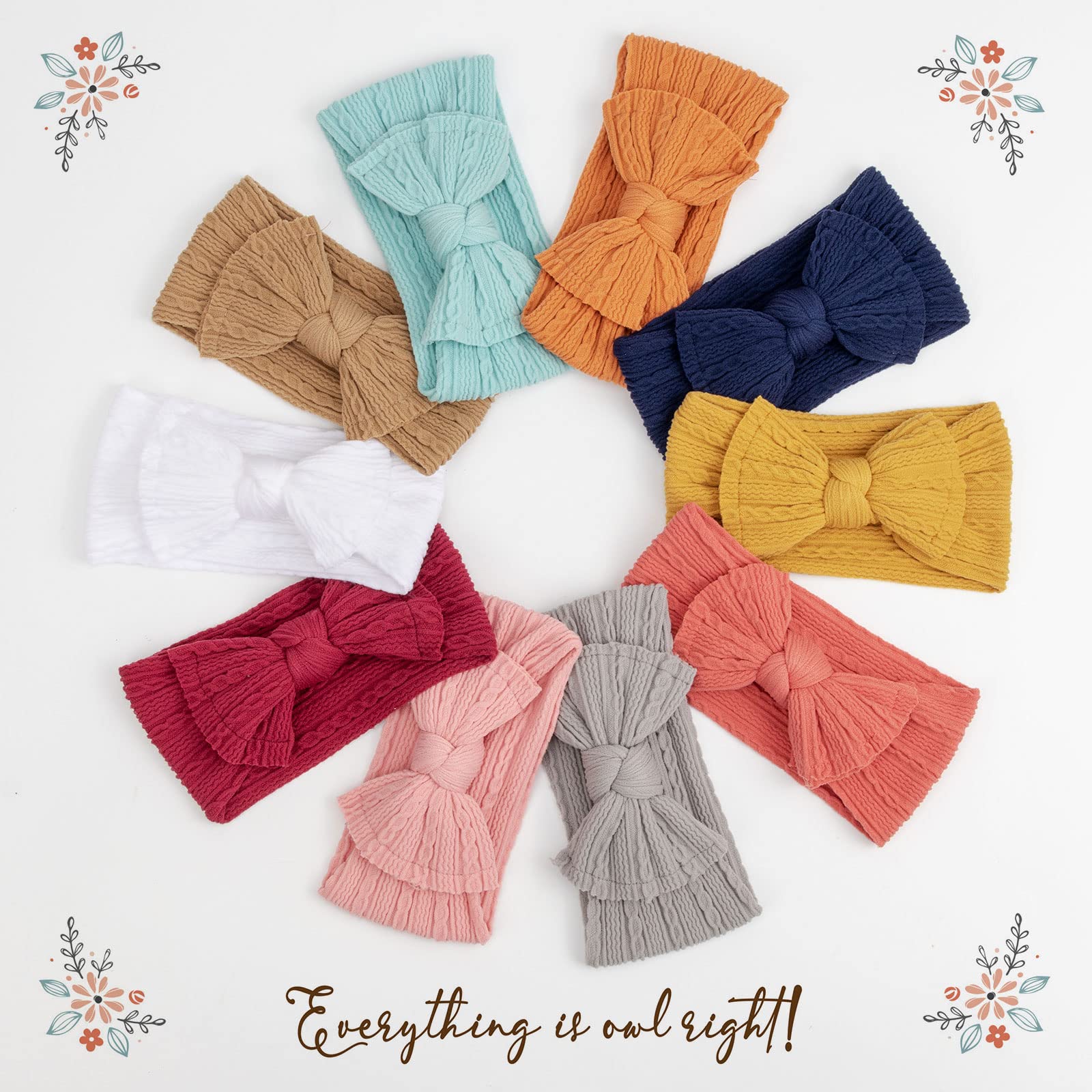DRESHOW 10 Pcs Bébé Bandeaux Bébé Fille Bandeau Cheveux Bande de Cheveux Arc Bande de Cheveux Bandeaux Accessoires Bébé Fille Child Turban Bandeau
