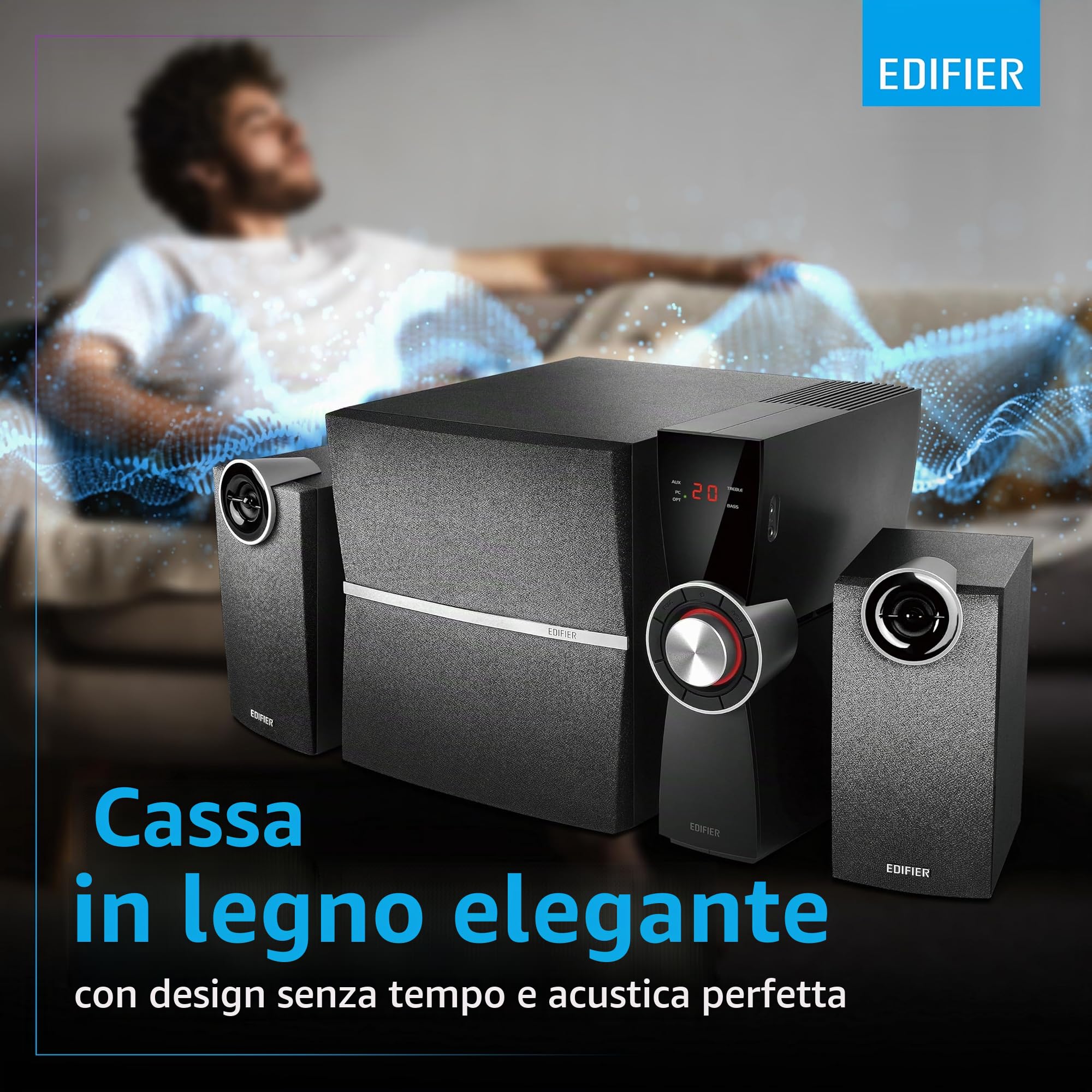 Edifier C2XD - Sistema di altoparlanti 2.1 nero 53W