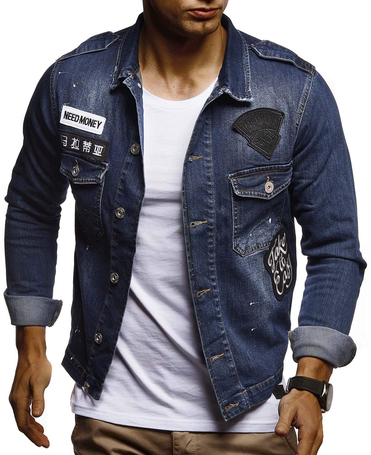Leif Nelson Men's Denim Jacket LN-9550 Blue X-Large