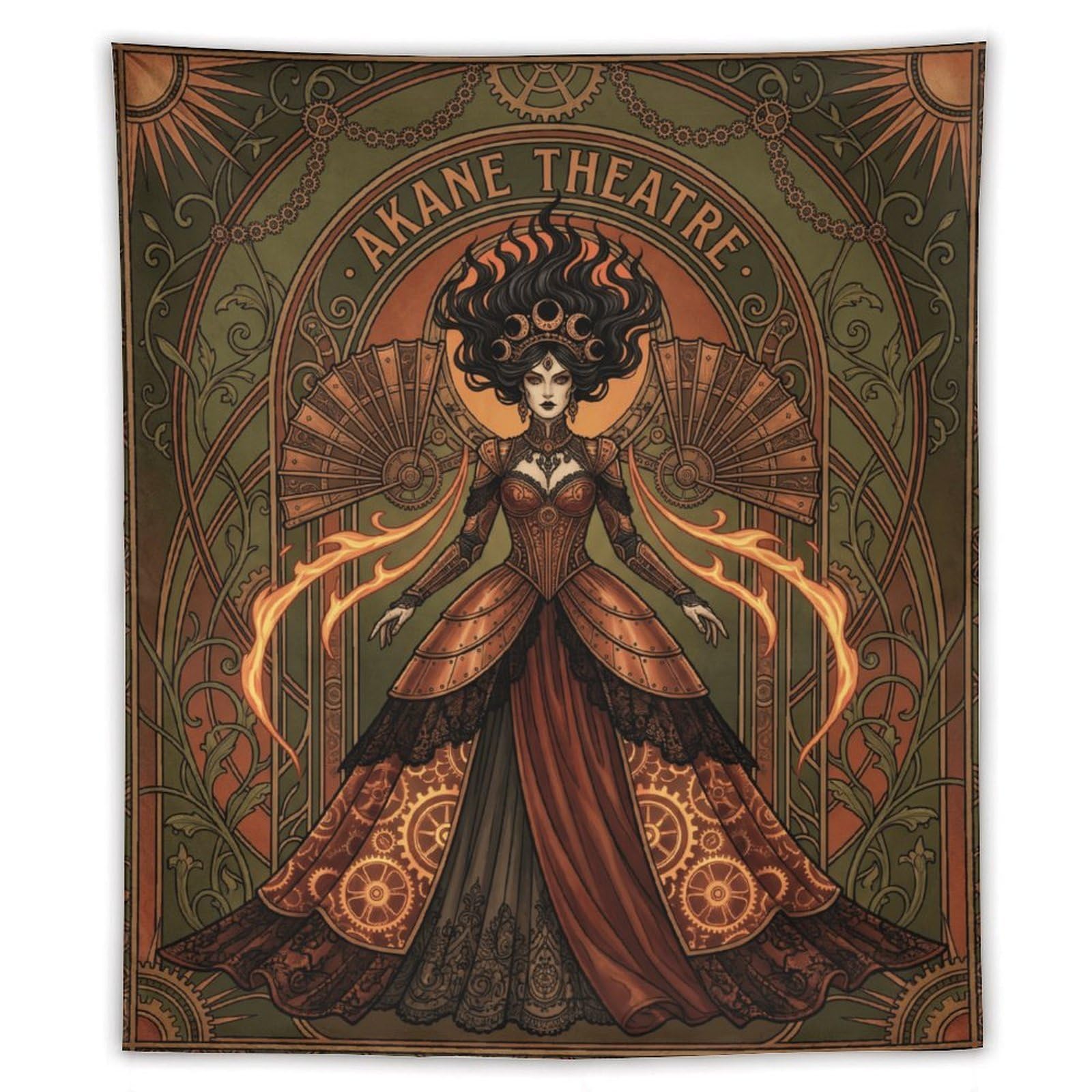 W7C8U2X3 Art Nouveau Witch Wall Tapestry, Symbolist Art Style