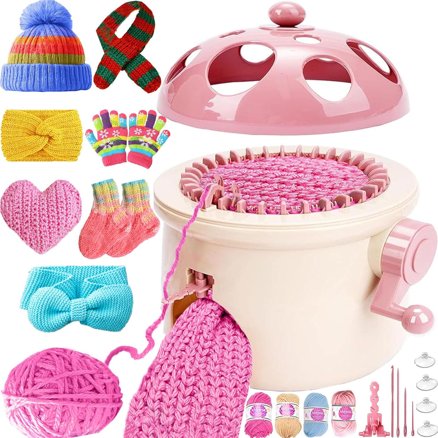 SENTRO 32 Needle Knitting Machine,32 Needles Mushroom Knitting Machine for Kids and Beginners,Smart Automatic Circular Knitting Loom Crochet Machine Kit for Hat,Scarves,Gloves,Socks,Sweater