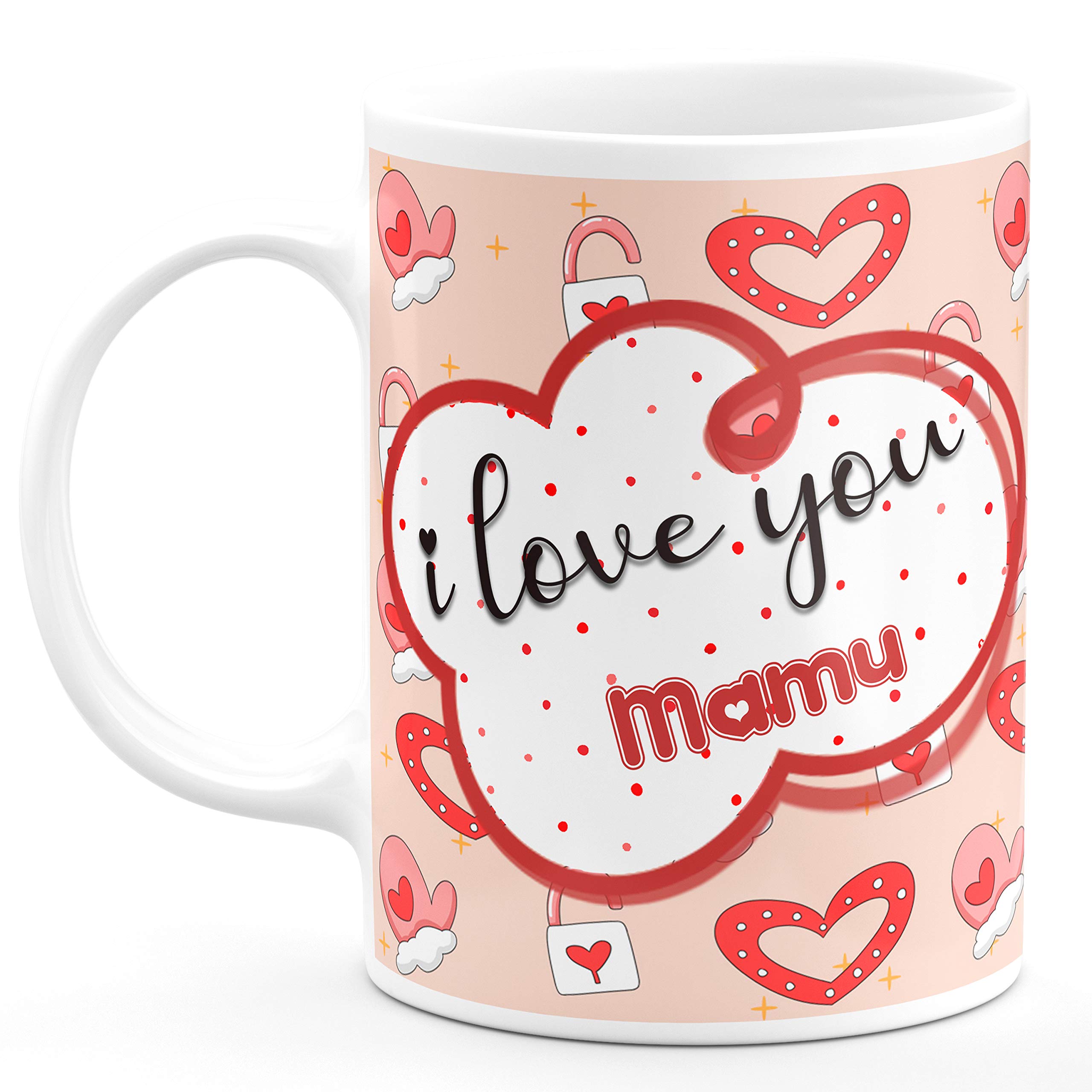 TrendoPrint I Love You Mamu Printed White Tea and Coffee Cup and Mug Made of Ceramic- 11 oz (350ml) Ideal and Sweet Gift and Return Gift Choice for Mamu Mama Ji Maternal Uncle
