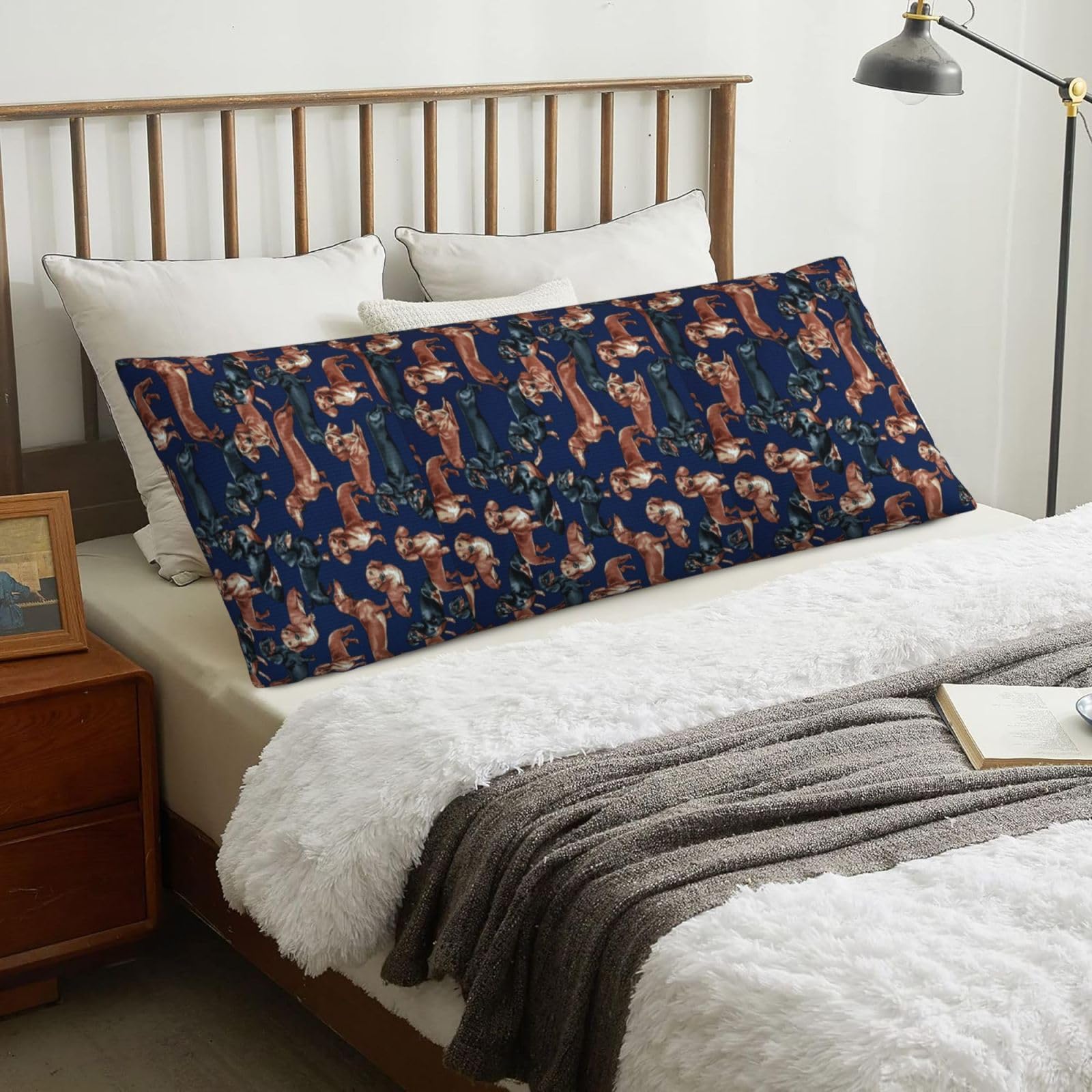 Dachshund Puppy, Body Pillow Cover with Zipper,Long Body Pillowcase 20 x 60 in
