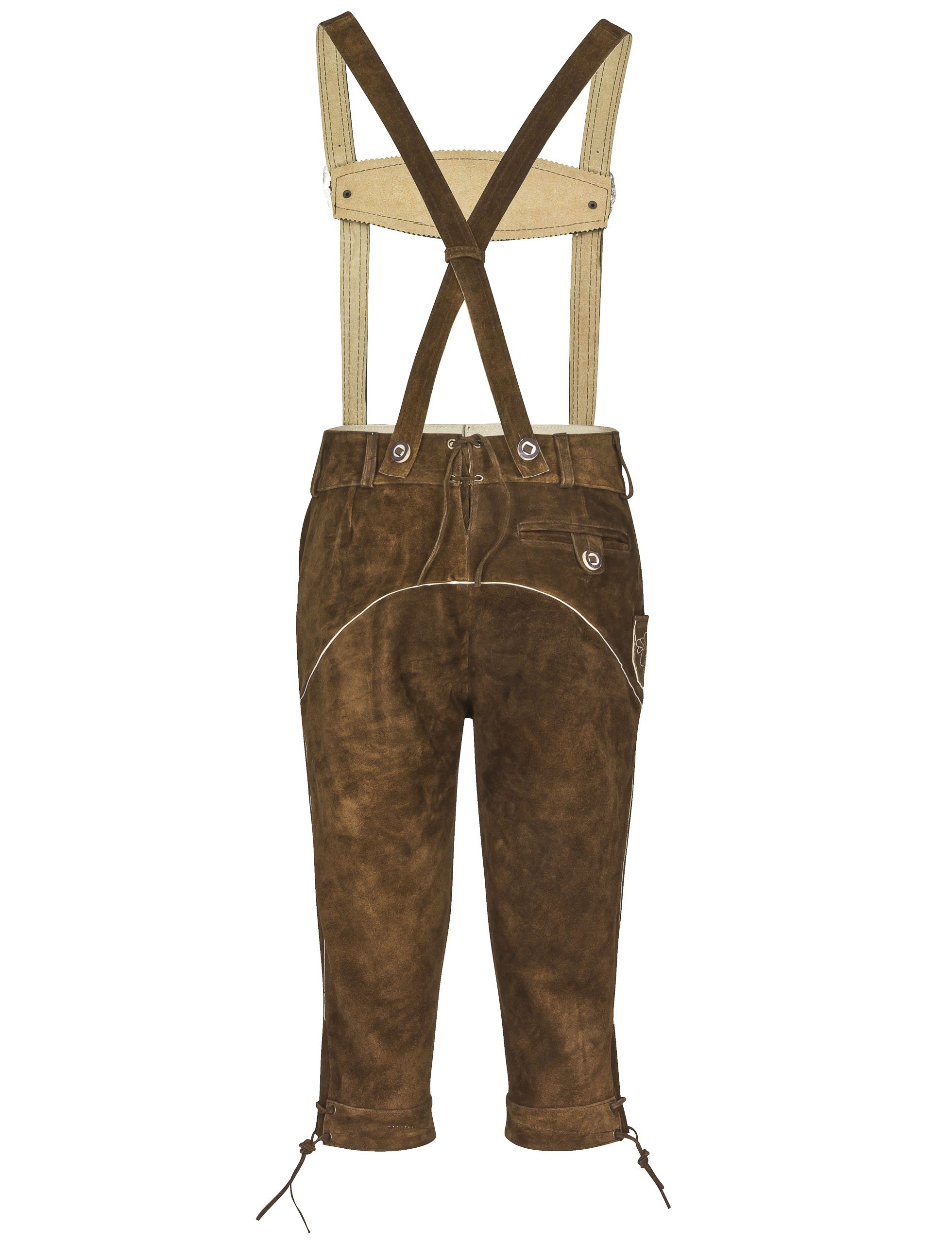 Herren Trachtenlederhose - Kniebundlederhose in braun oder Dunkelbraun Trachten Lederhose mit Hosenträgern Trachtenhose