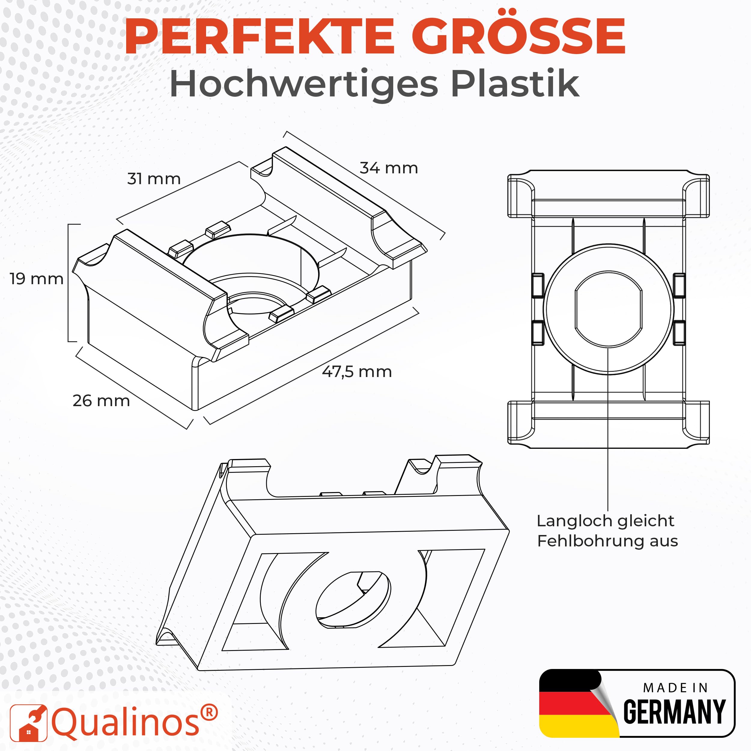 40x Doppelstabmattenzaun Klemmbock flach, PP-COPO, Anthrazit 7016 | UV-stabilisiert und frostfest, wird auf Metallpfosten genietet, einfache Montage für Laien und Profis, langlebig im Einsatz