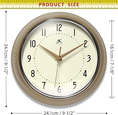 Miniatura 6 de Infinity Instruments LTD. Reloj de pared retro de 9 pulgadas, silencioso, sin tictac, moderno, de mediados de siglo, para cocina, comedor,