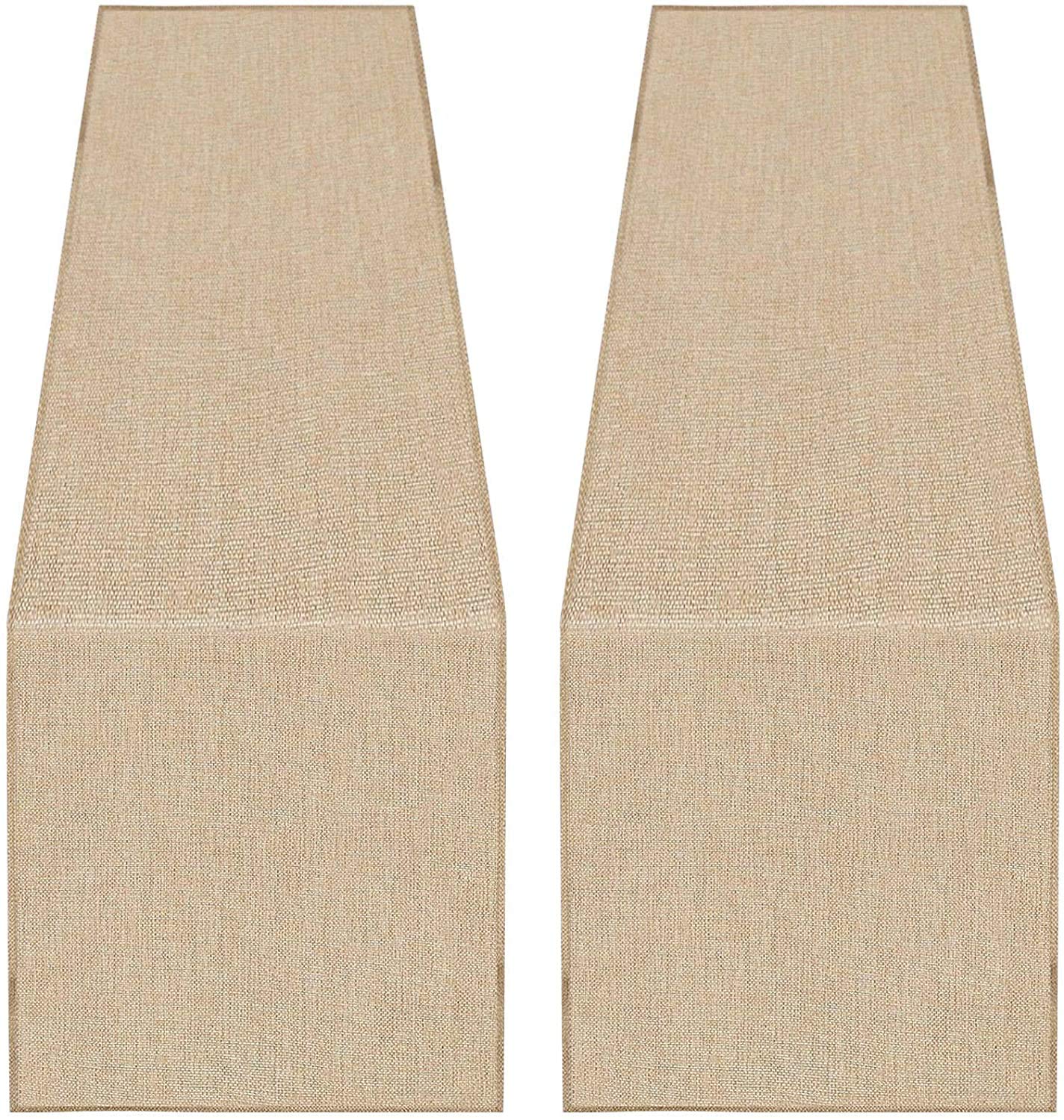 yuboo Burlap Table Runner,2 Packs Jute Natural Table Runner Dressers Runner 72 inches Long Farmhouse Rustic Wedding Birthday Holidays Party Table Decorations